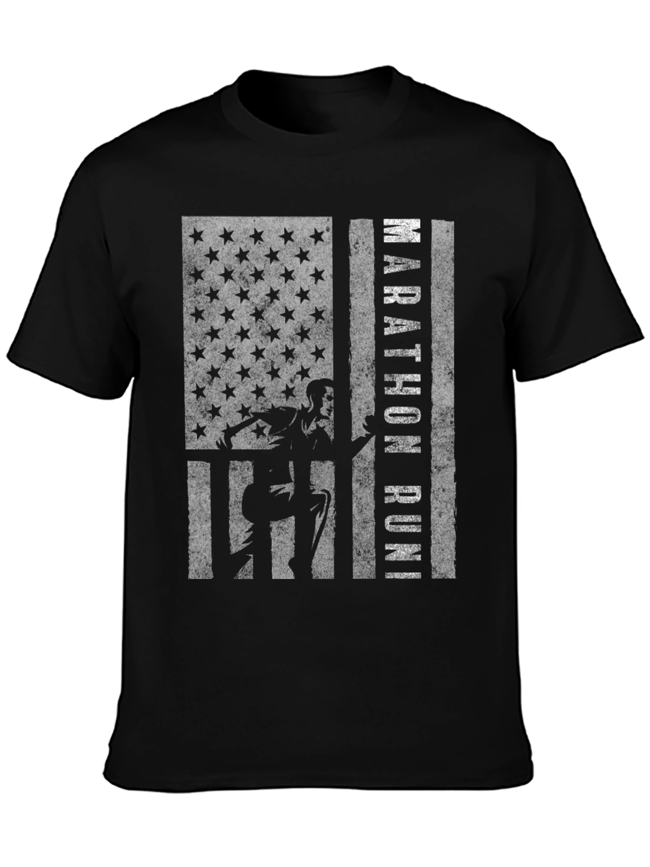 Marathon Run American Flag Graphic T-Shirt