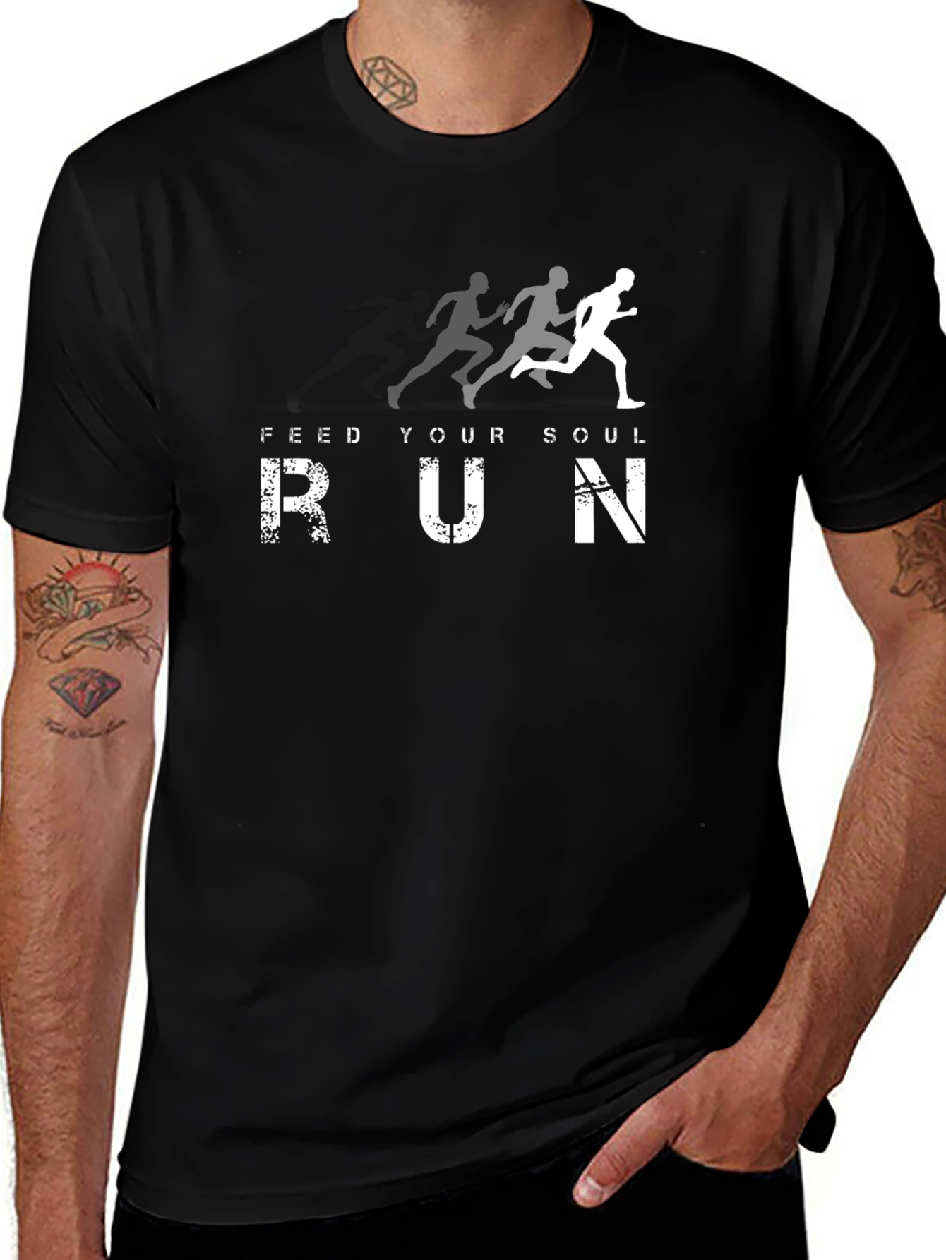 Feed Your Soul Run Black Graphic T-Shirt