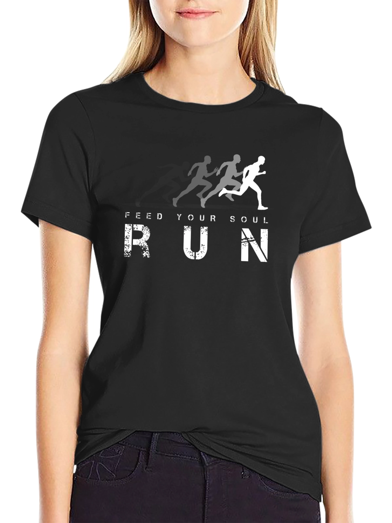 Feed Your Soul Run Black Graphic T-Shirt