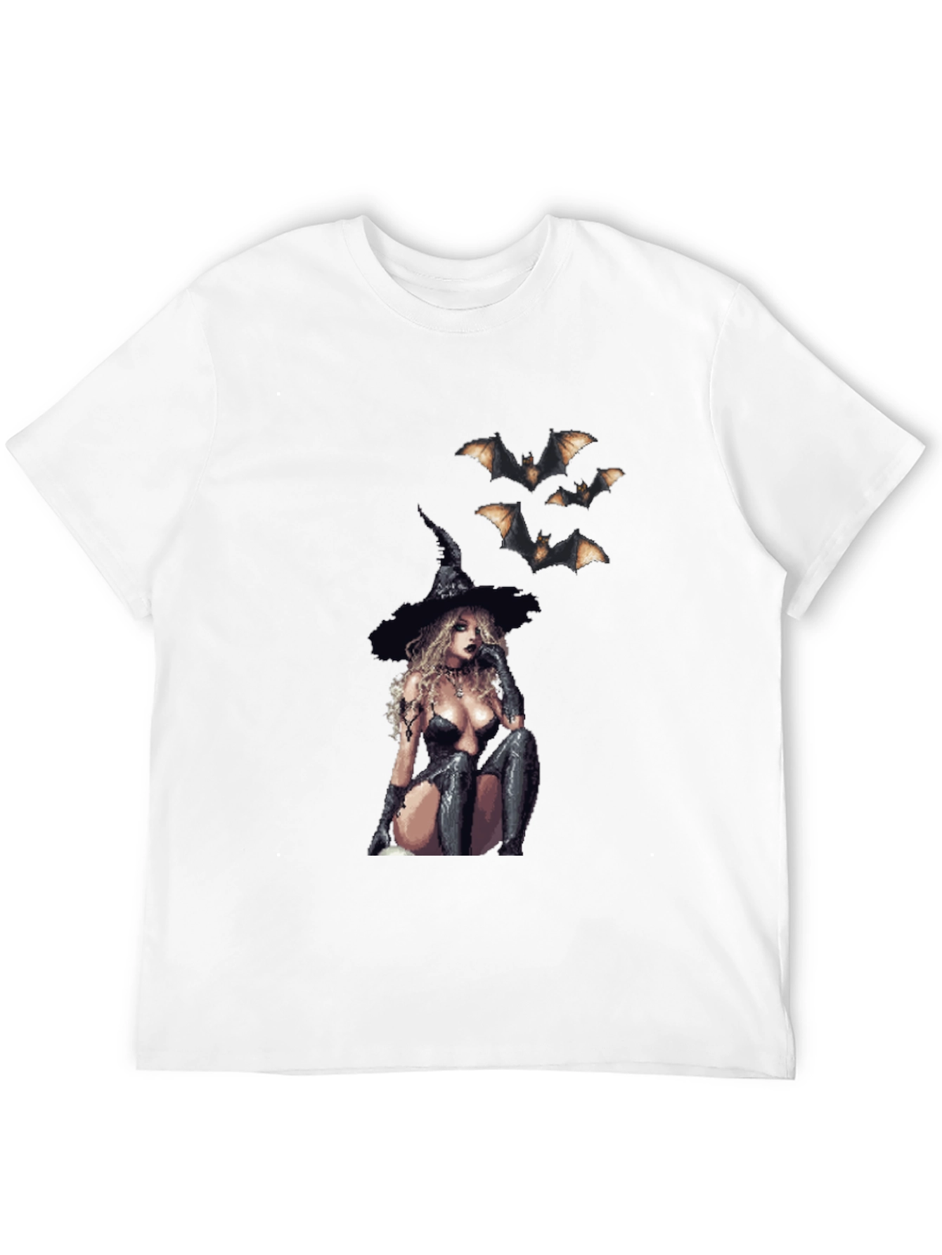 Gothic Witch & Bats Black T-Shirt