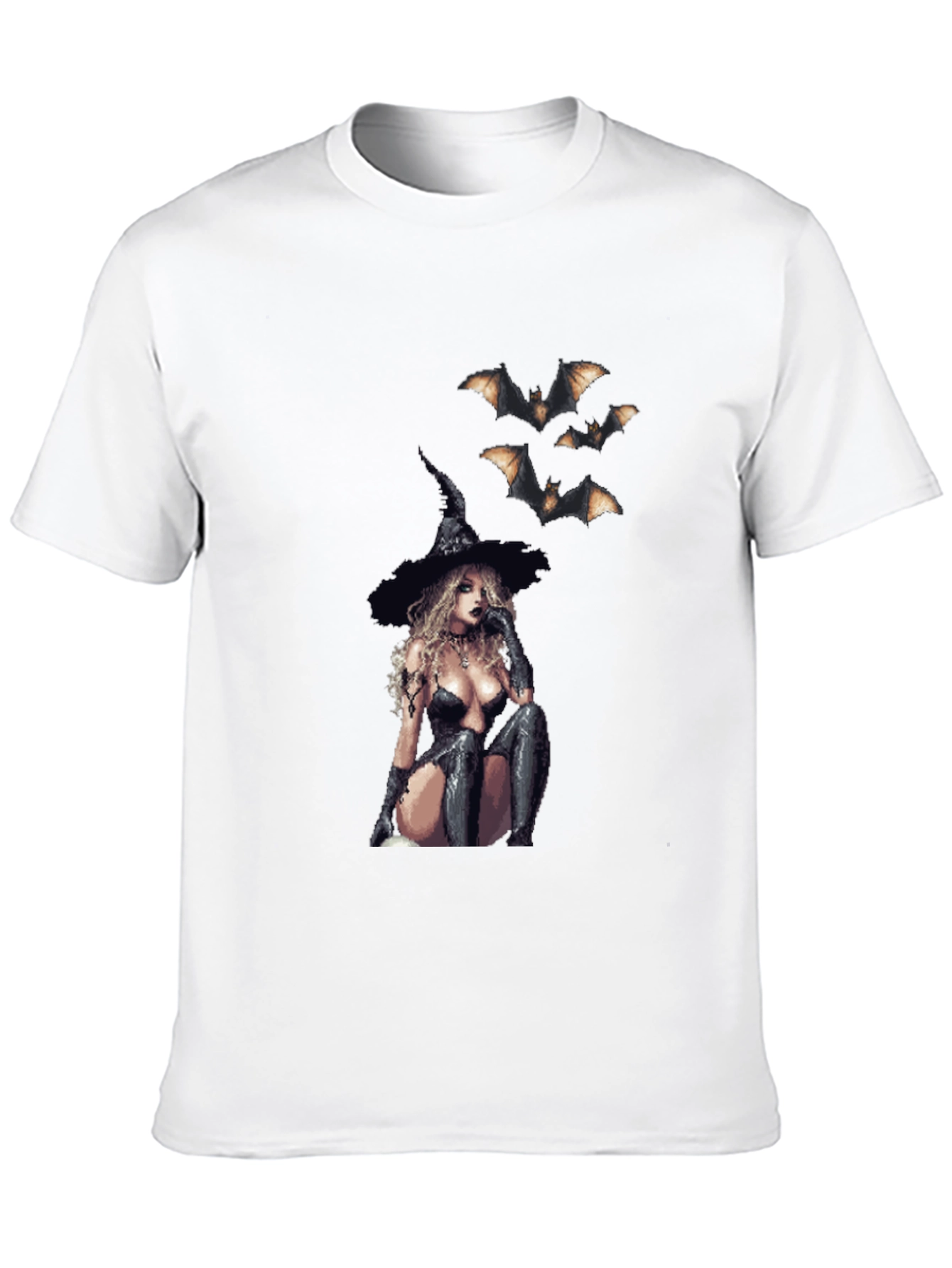 Gothic Witch & Bats Black T-Shirt