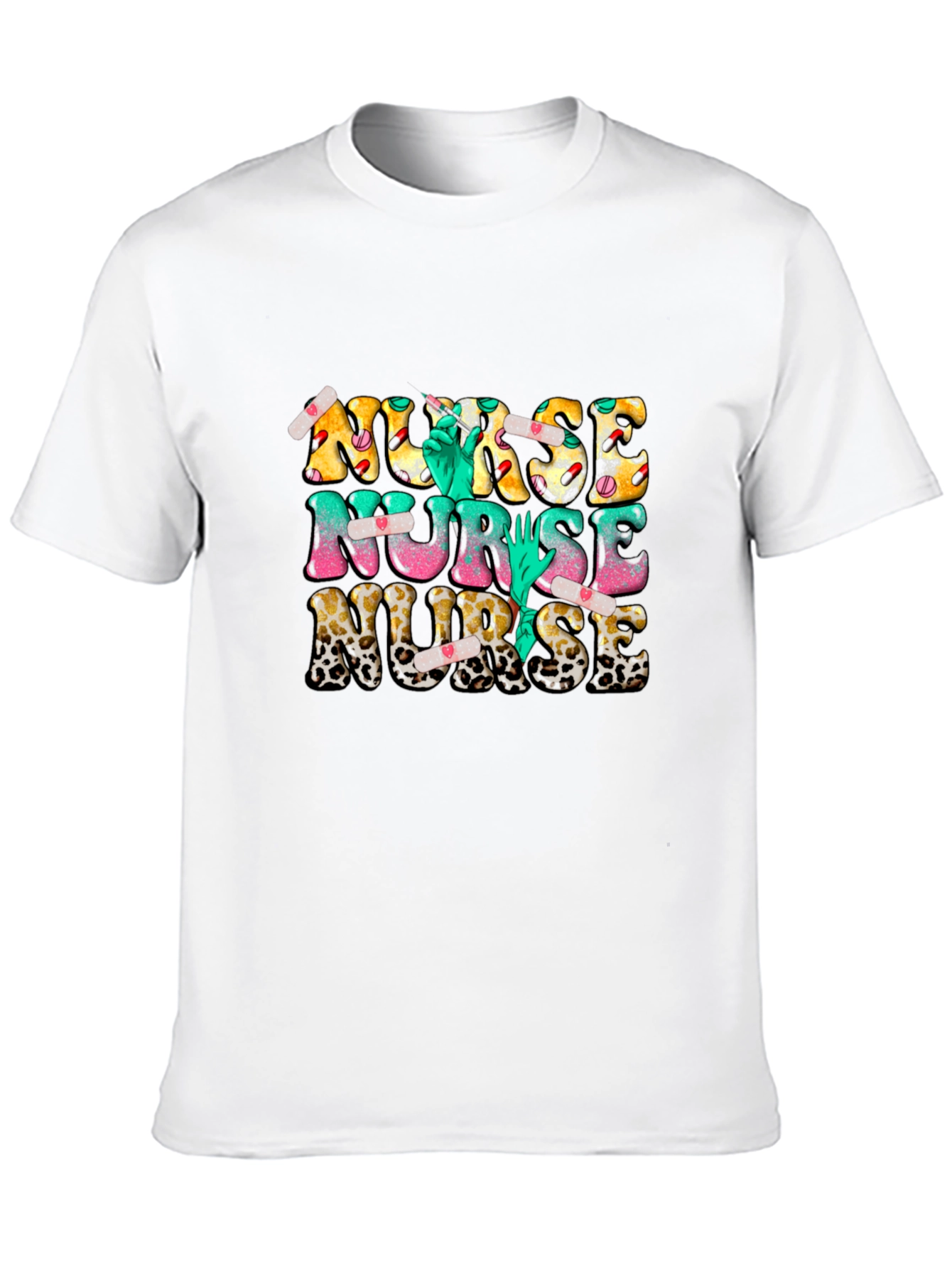 Novelty Nurse T-Shirt - Leopard Print & Graphics