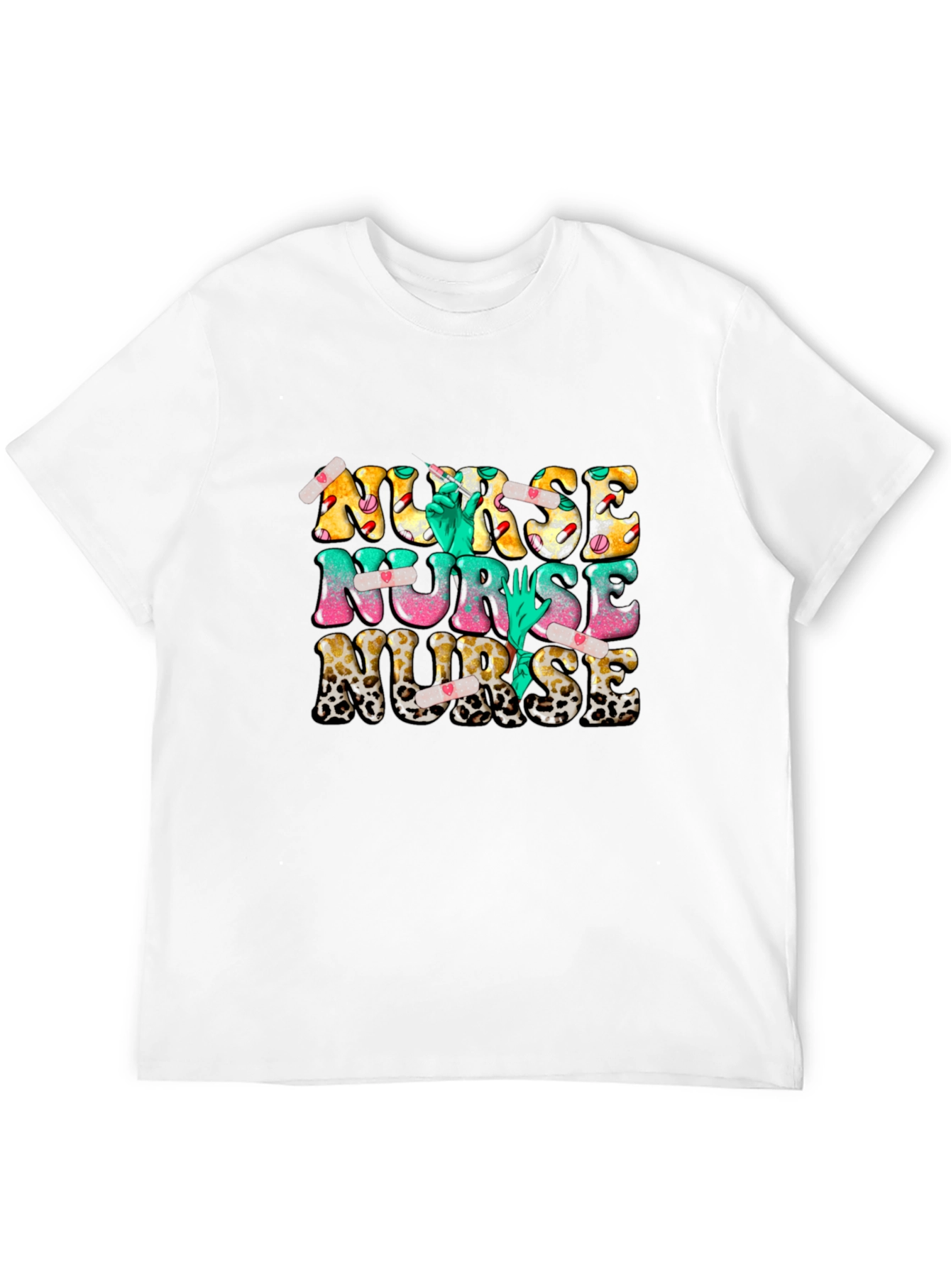 Novelty Nurse T-Shirt - Leopard Print & Graphics
