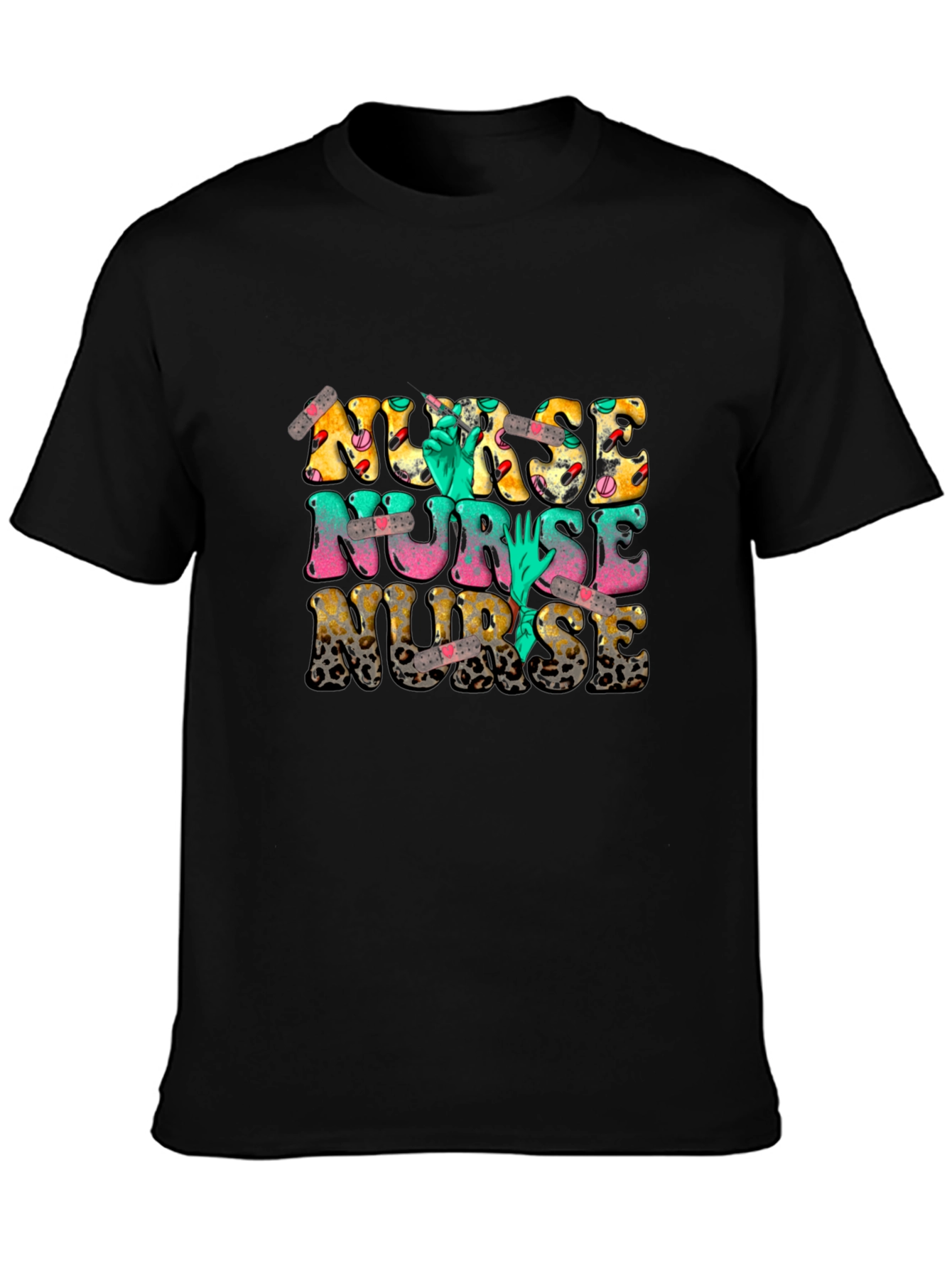 Novelty Nurse T-Shirt - Leopard Print & Graphics