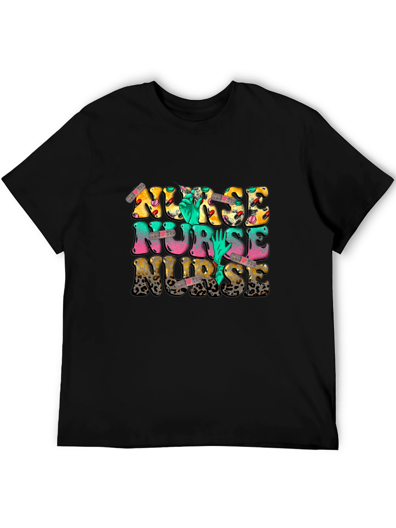 Novelty Nurse T-Shirt - Leopard Print & Graphics