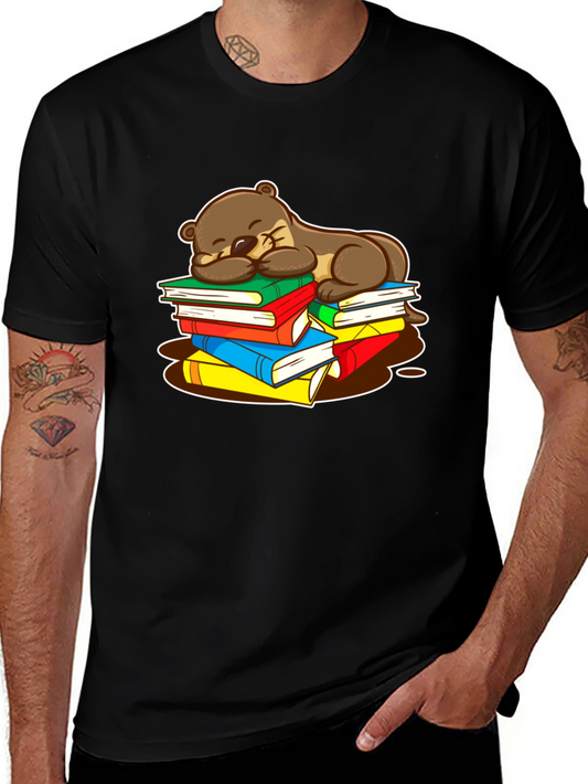 Otter Sleeping on Books T-Shirt