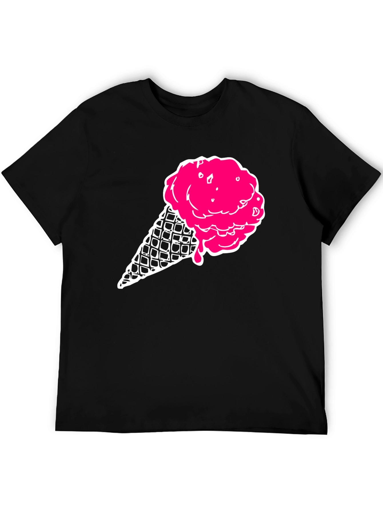 Ice Cream Graphic Tee - Black Cotton T-Shirt
