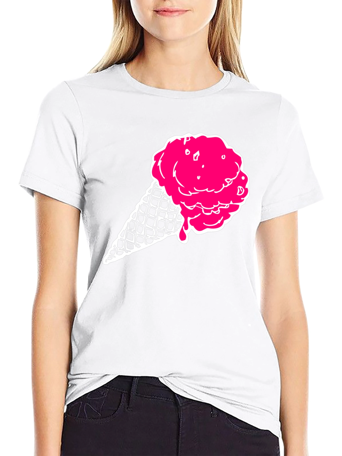 Ice Cream Graphic Tee - Black Cotton T-Shirt