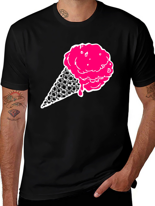 Ice Cream Graphic Tee - Black Cotton T-Shirt