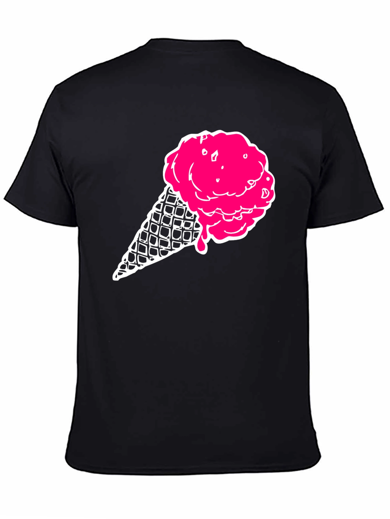 Ice Cream Graphic Tee - Black Cotton T-Shirt