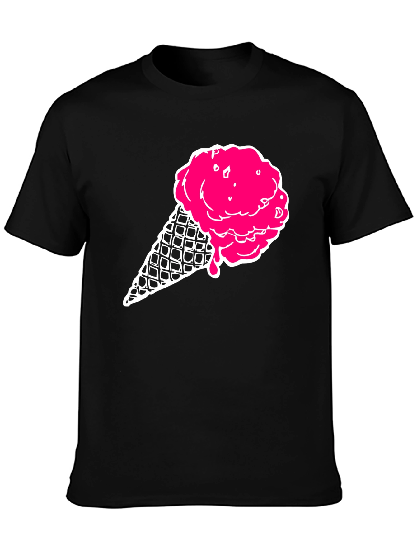 Ice Cream Graphic Tee - Black Cotton T-Shirt