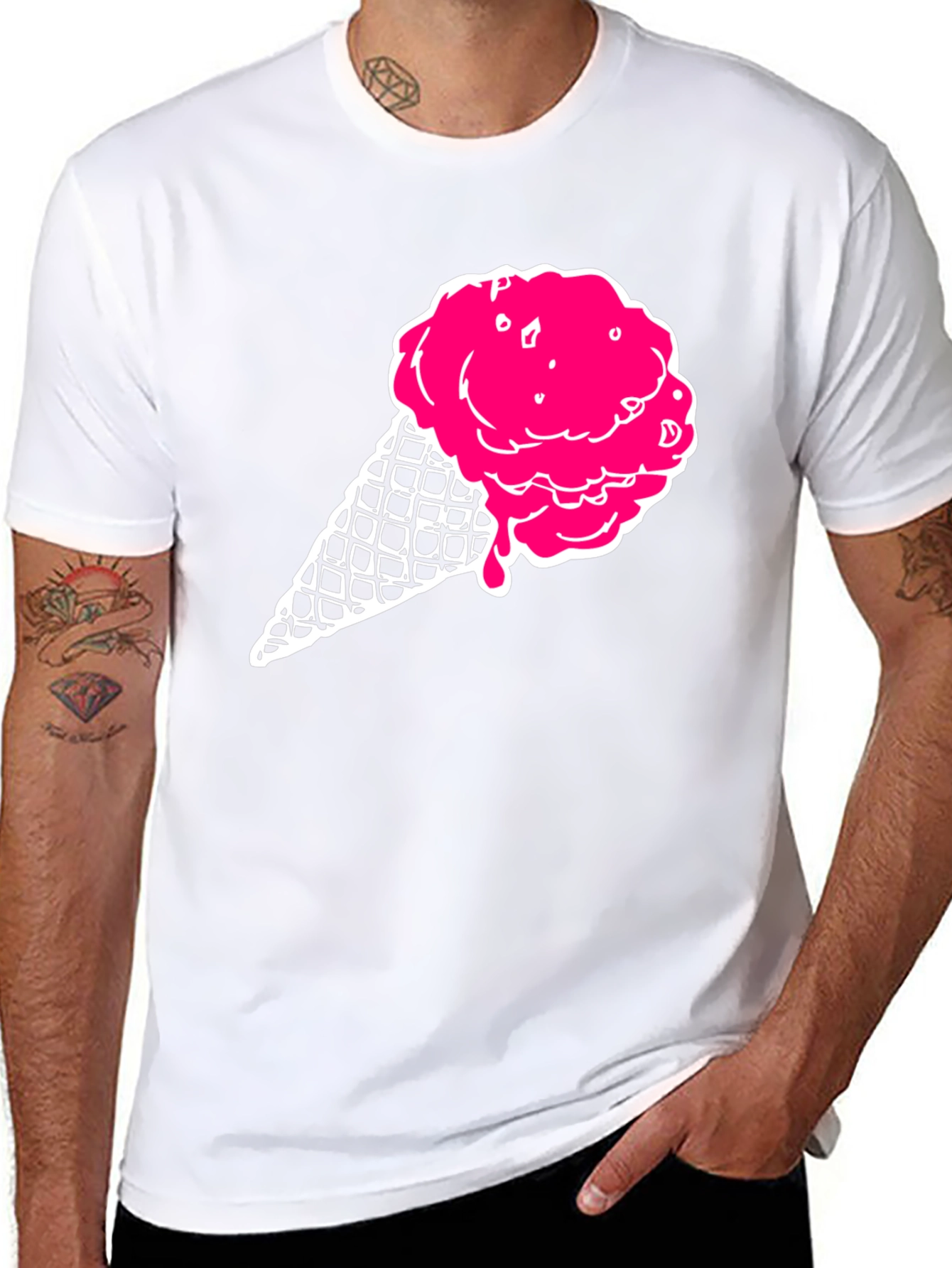 Ice Cream Graphic Tee - Black Cotton T-Shirt