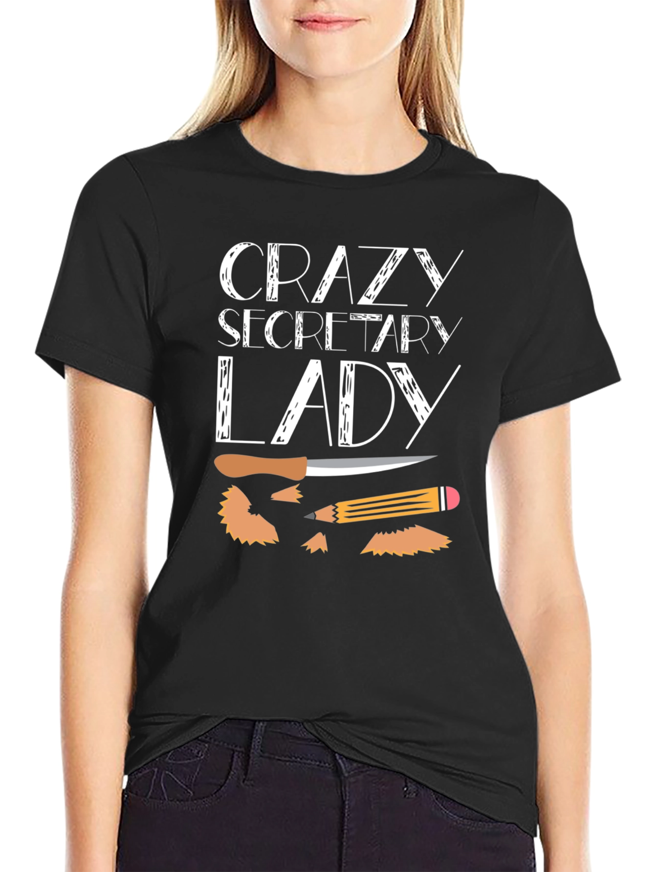 Crazy Secretary Lady Graphic T-Shirt
