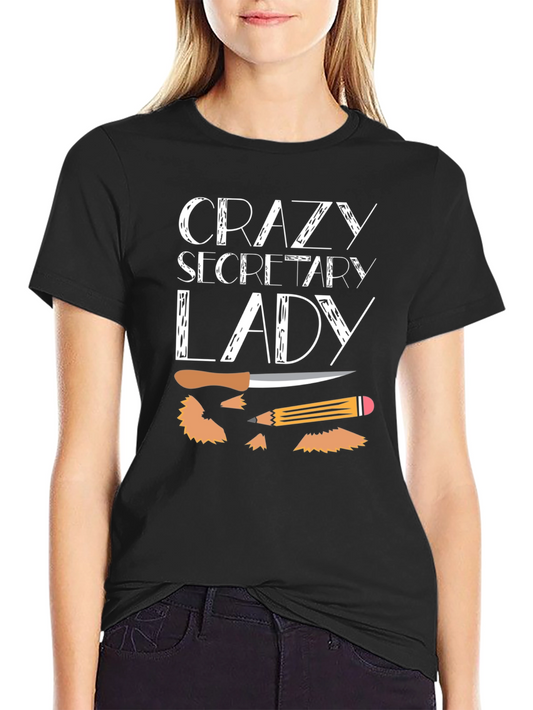 Crazy Secretary Lady Graphic T-Shirt