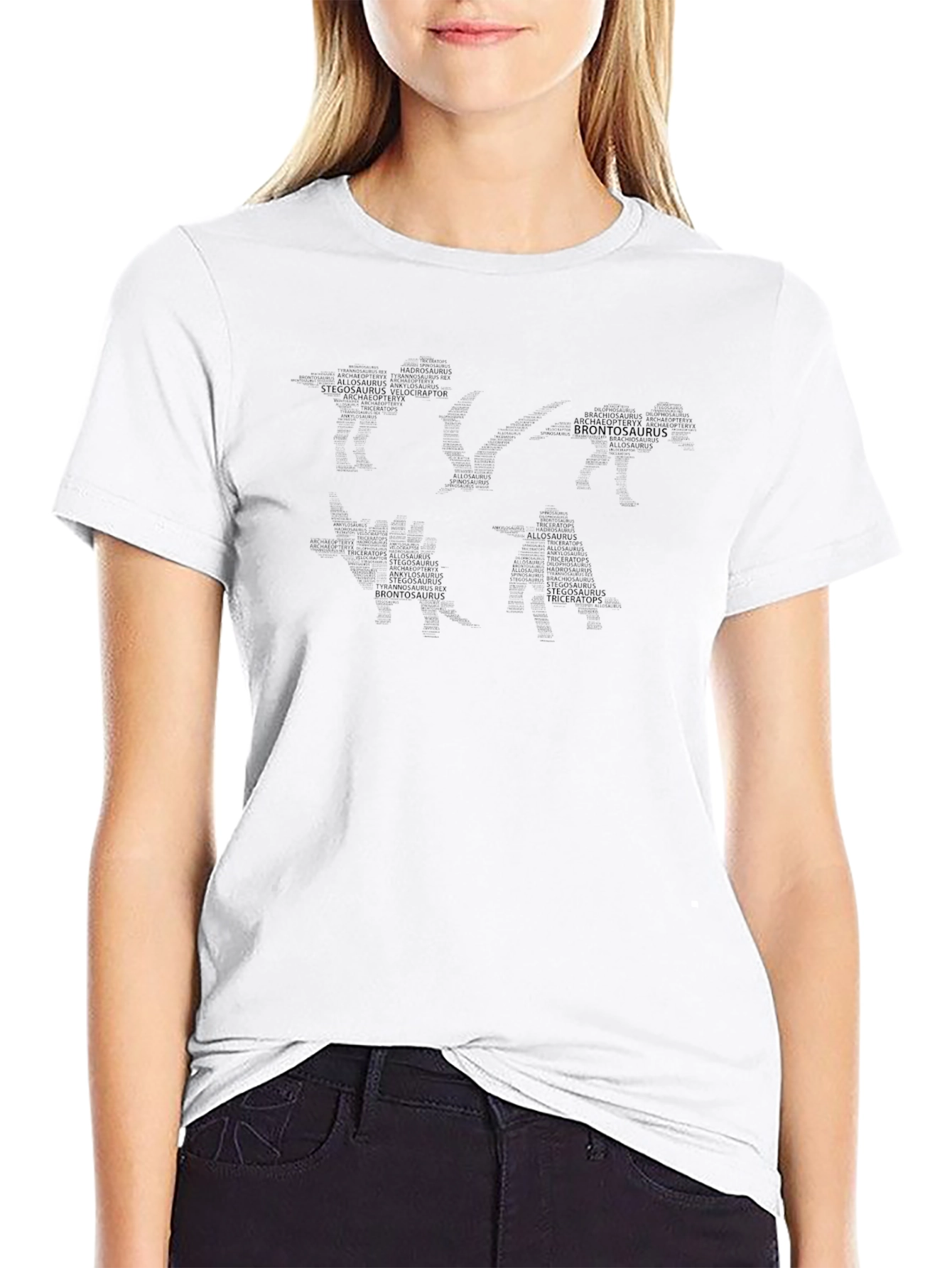 Dinosaur Word Art Graphic Black T-Shirt
