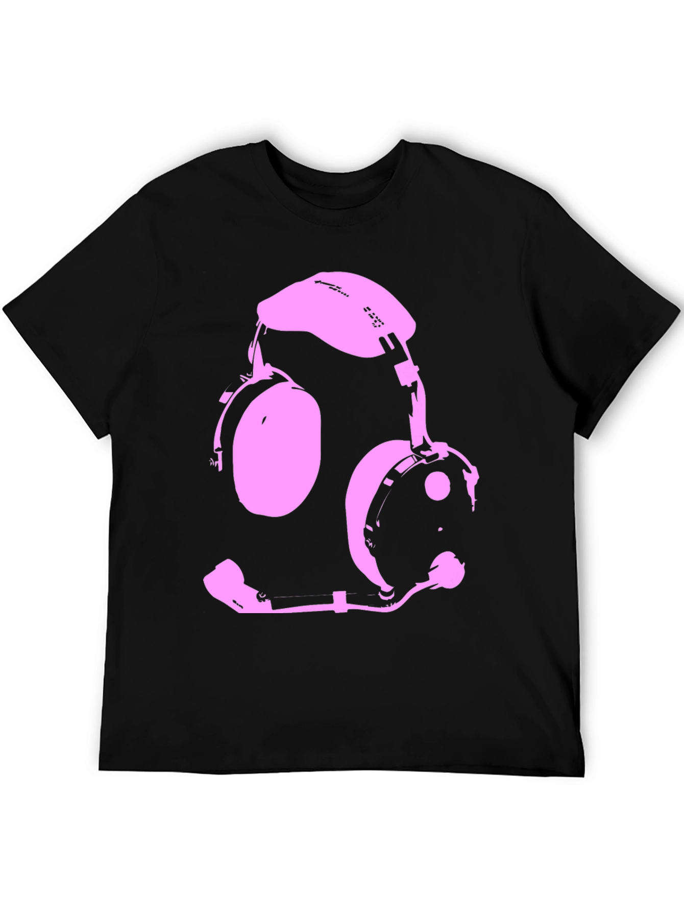 Pink Headset Graphic Black T-Shirt