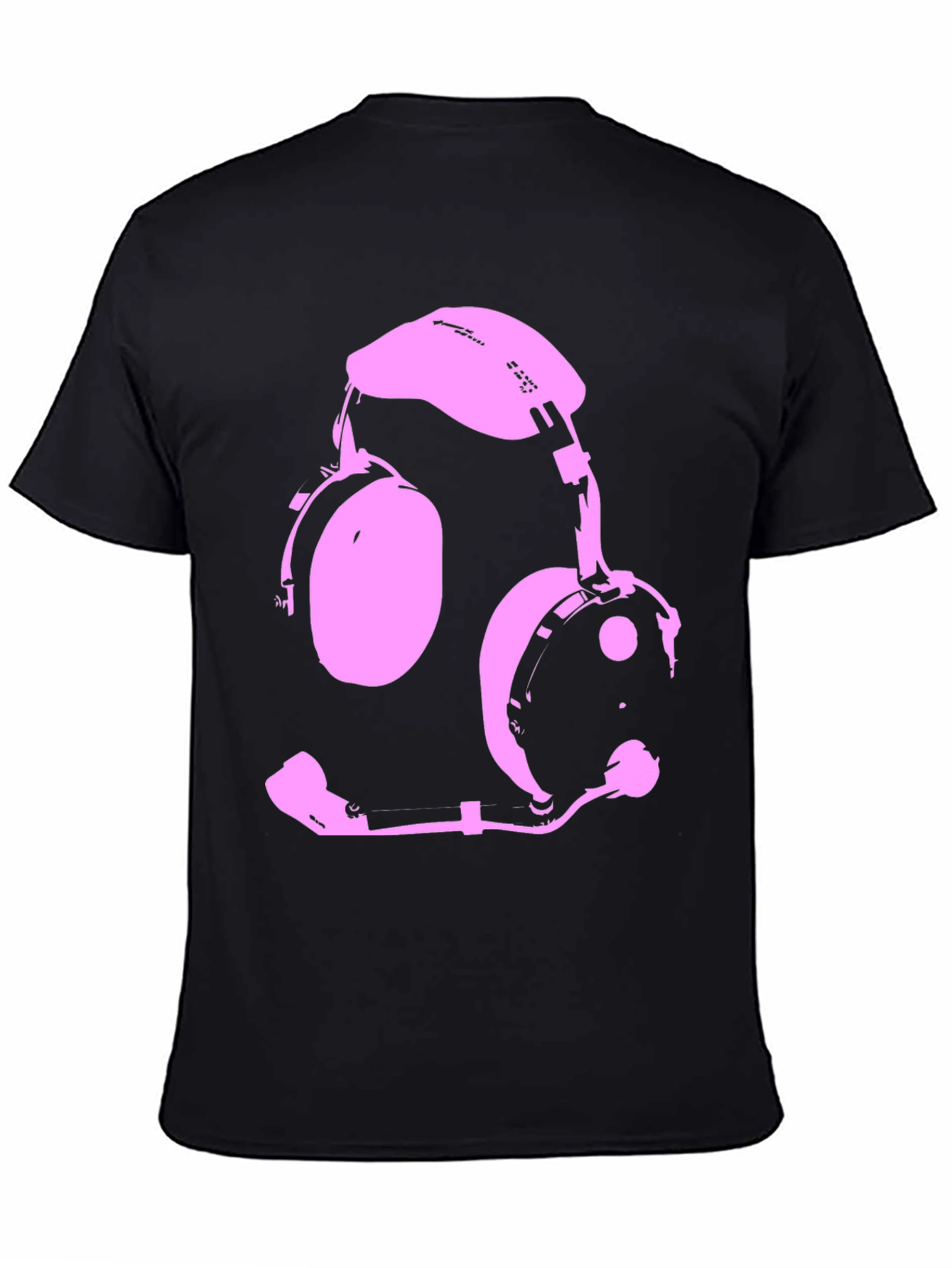 Pink Headset Graphic Black T-Shirt