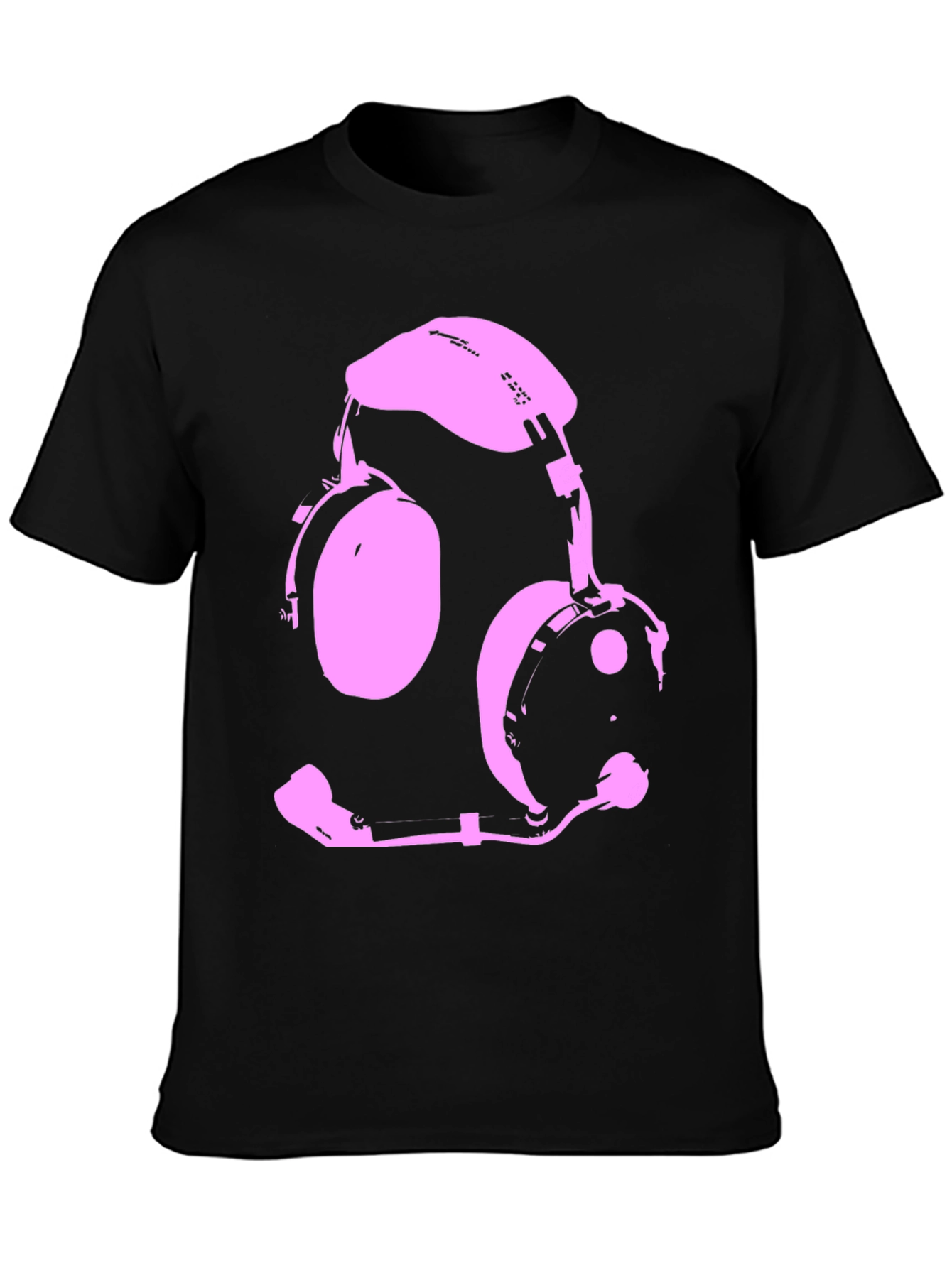 Pink Headset Graphic Black T-Shirt
