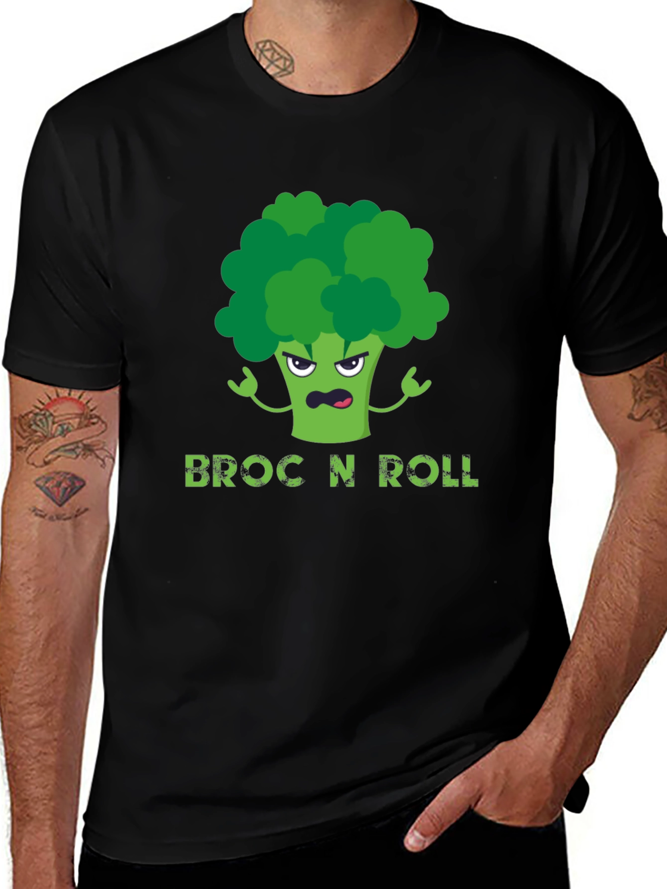 Broc N Roll T-Shirt - Funny Broccoli Graphic Tee