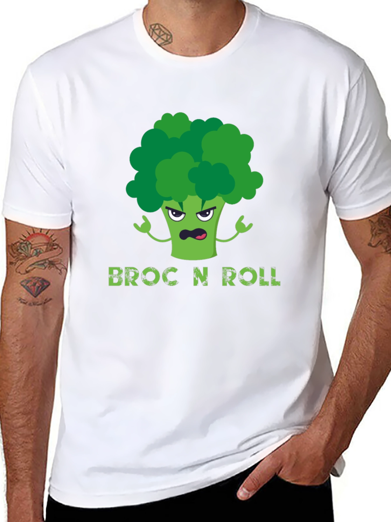 Broc N Roll T-Shirt - Funny Broccoli Graphic Tee