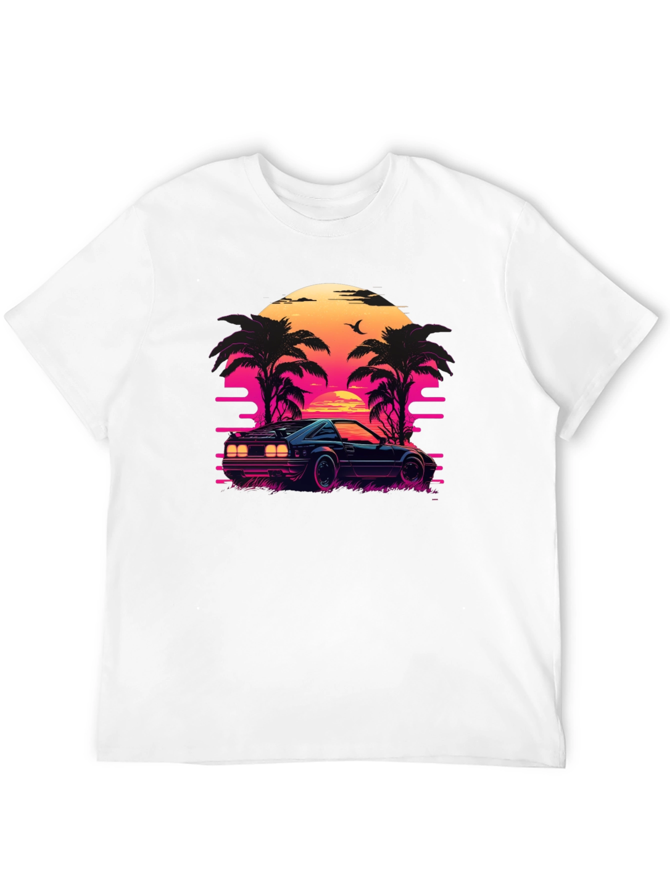 Retro Sunset Ride Black Tee