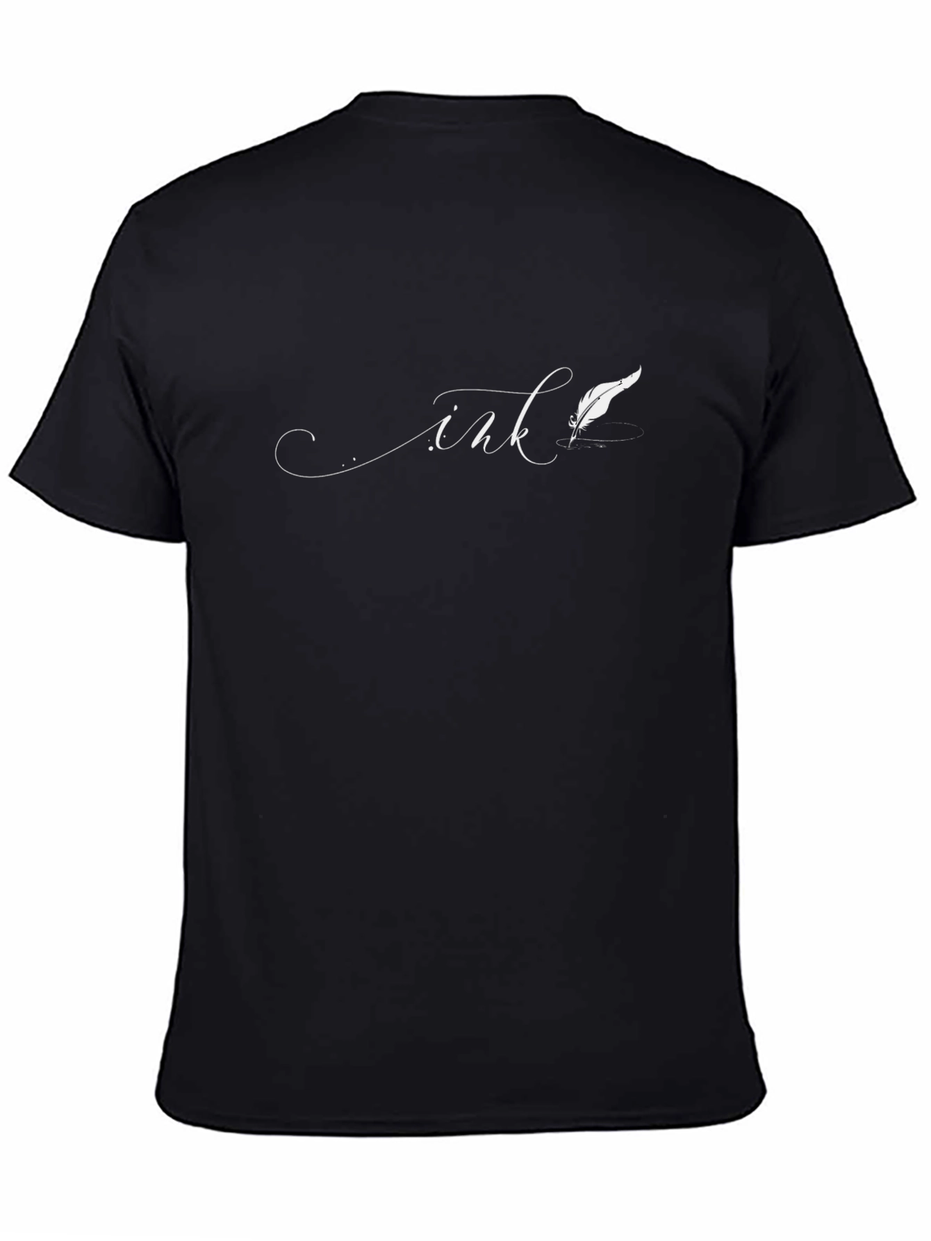 Ink Feather Graphic T-Shirt - Stylish Black Tee