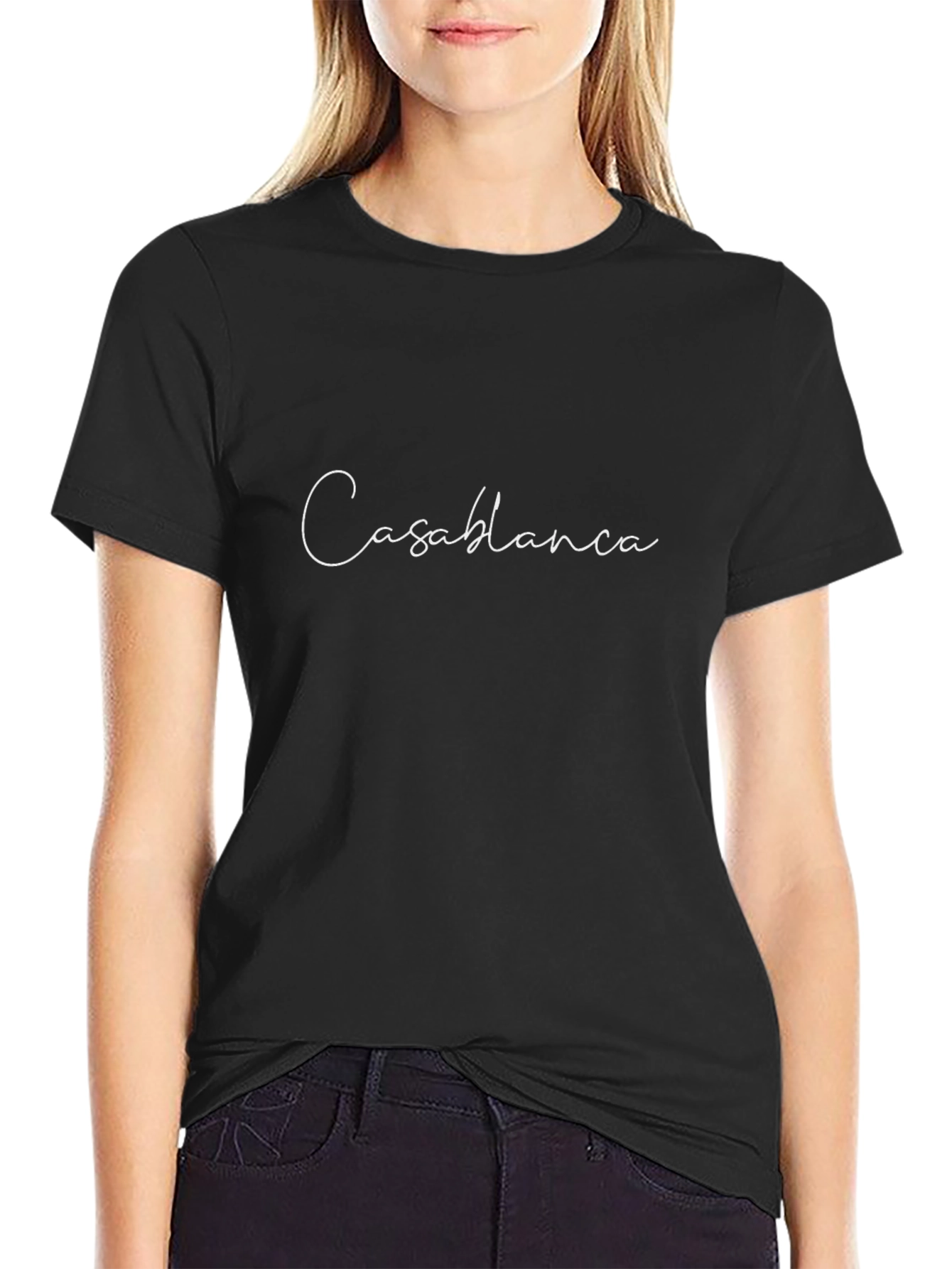 Casablanca Script Tee - Stylish Black T-Shirt