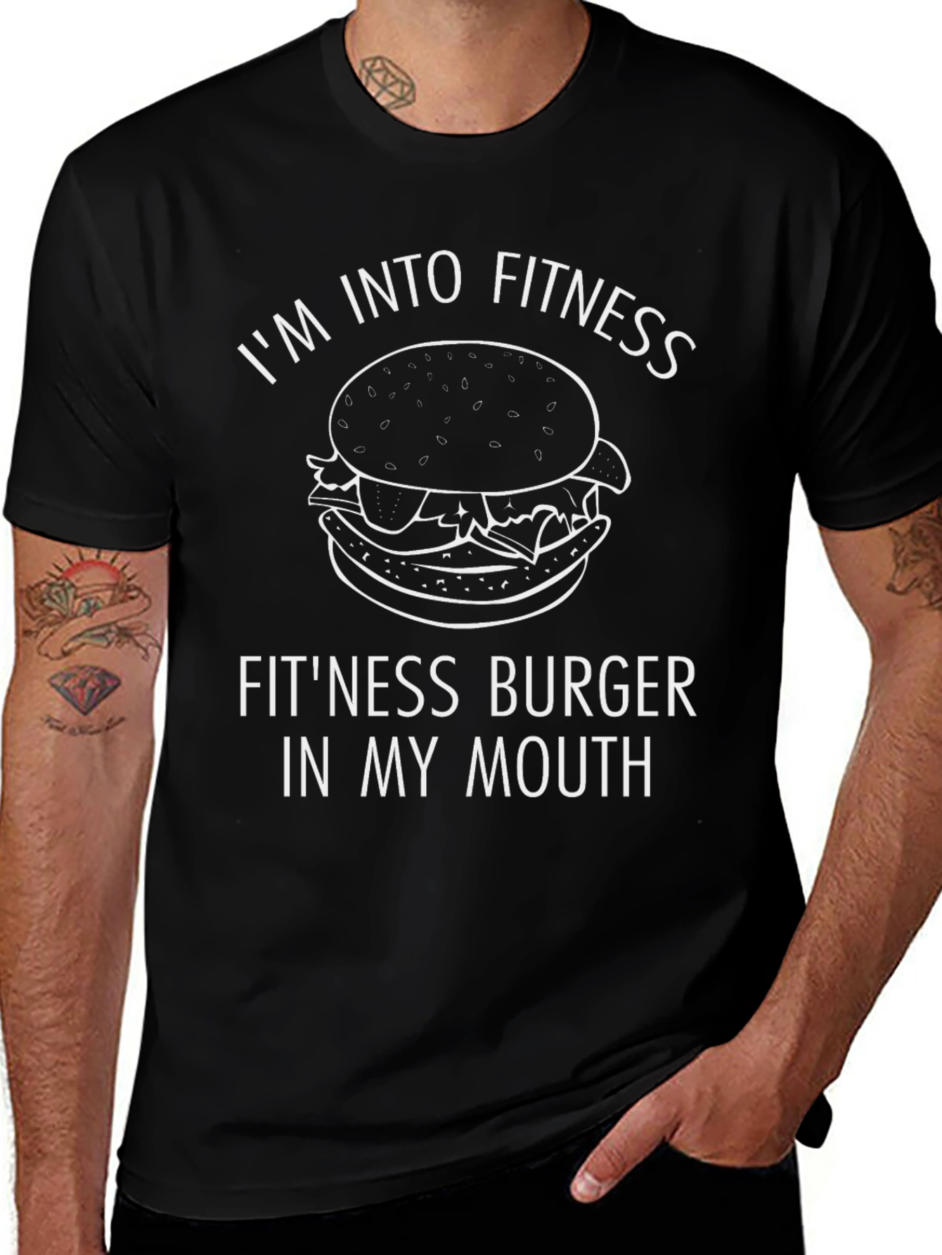 Funny Fitness Burger Graphic T-Shirt