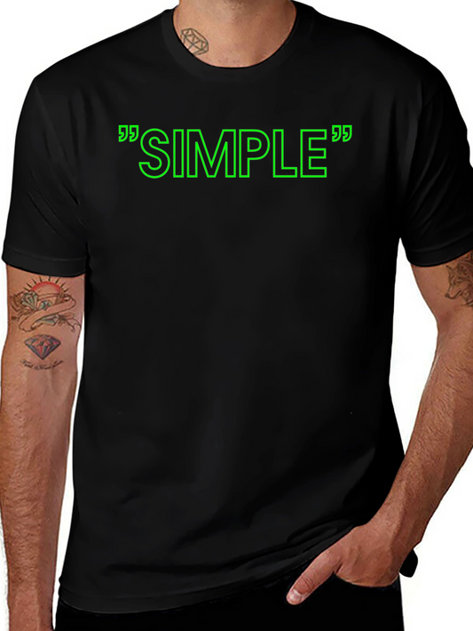 SIMPLE Graphic Print Crew Neck T-Shirt - Black