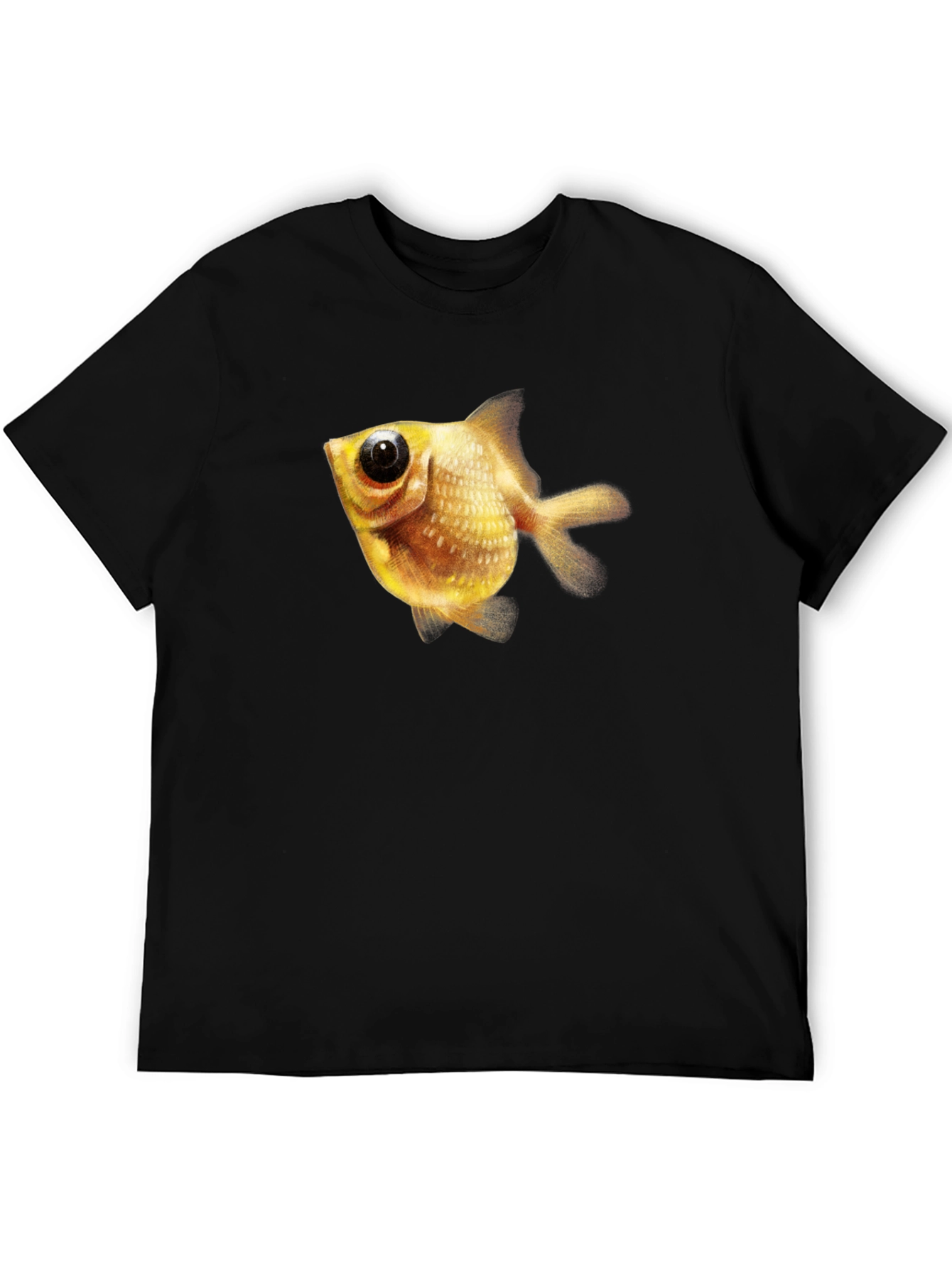 Mens Black T-Shirt with Goldfish Graphic