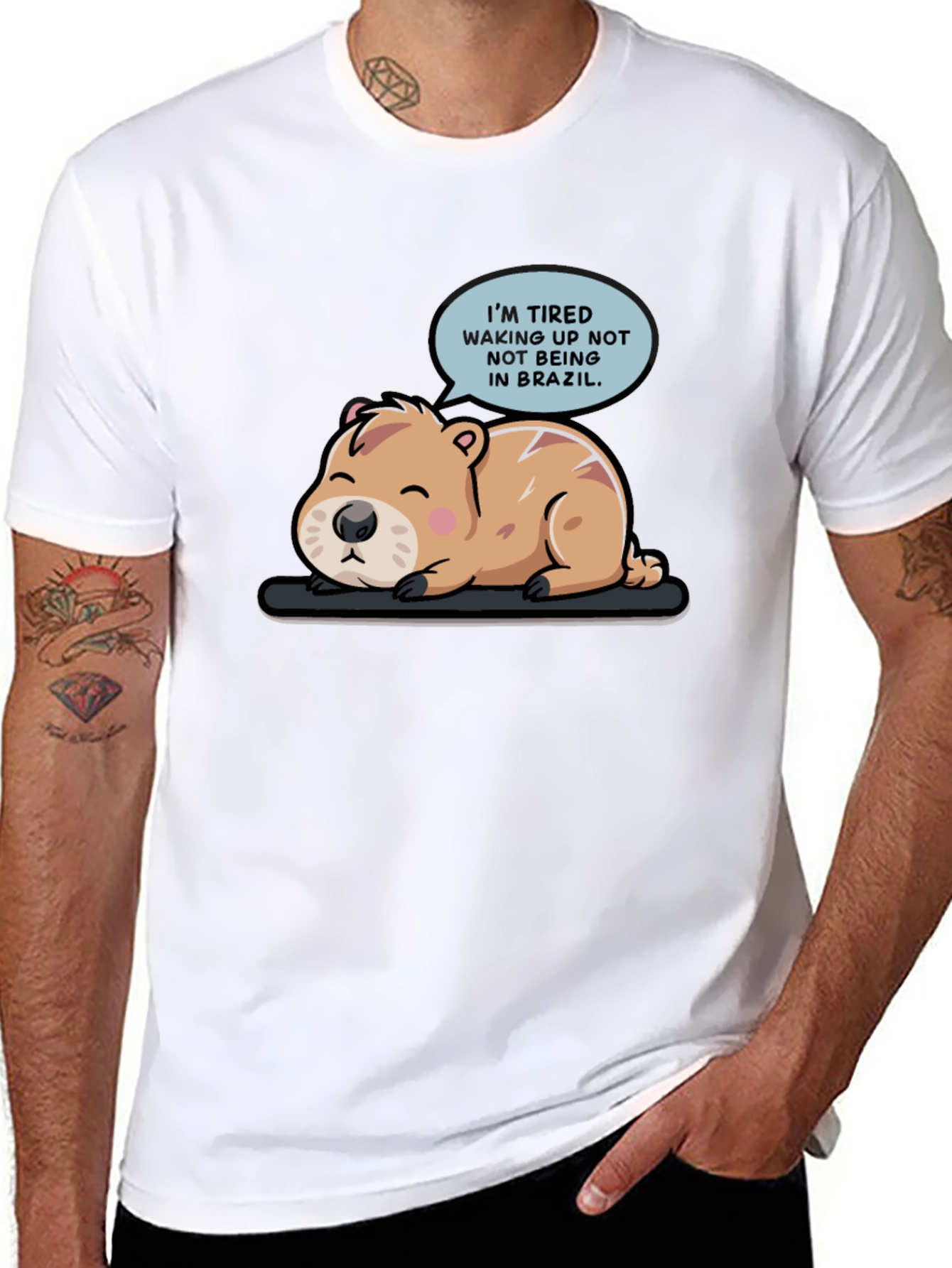 Tired Capybara Brazil T-Shirt