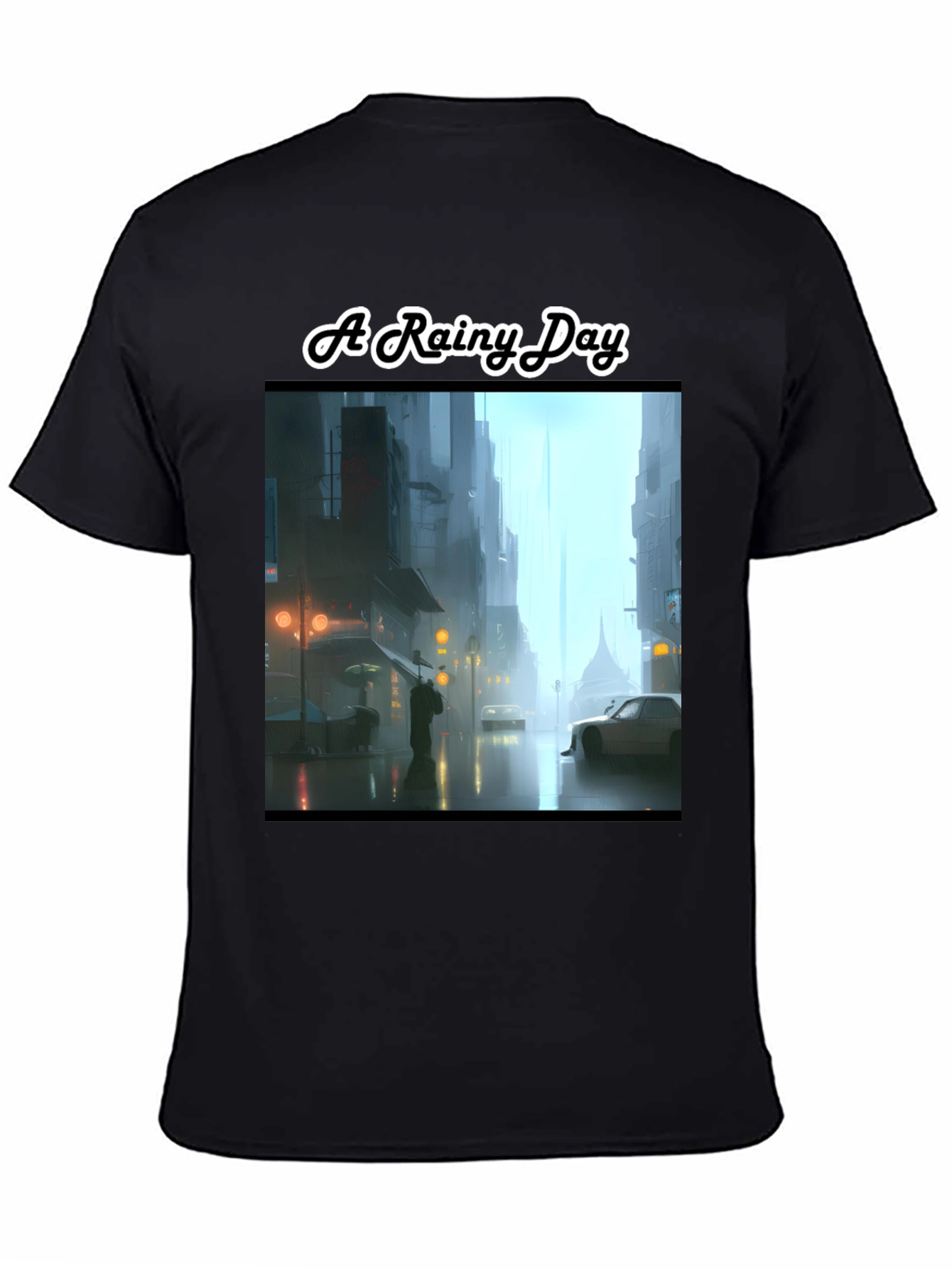 Rainy Day Cityscape Graphic Tee - Stylish & Unique