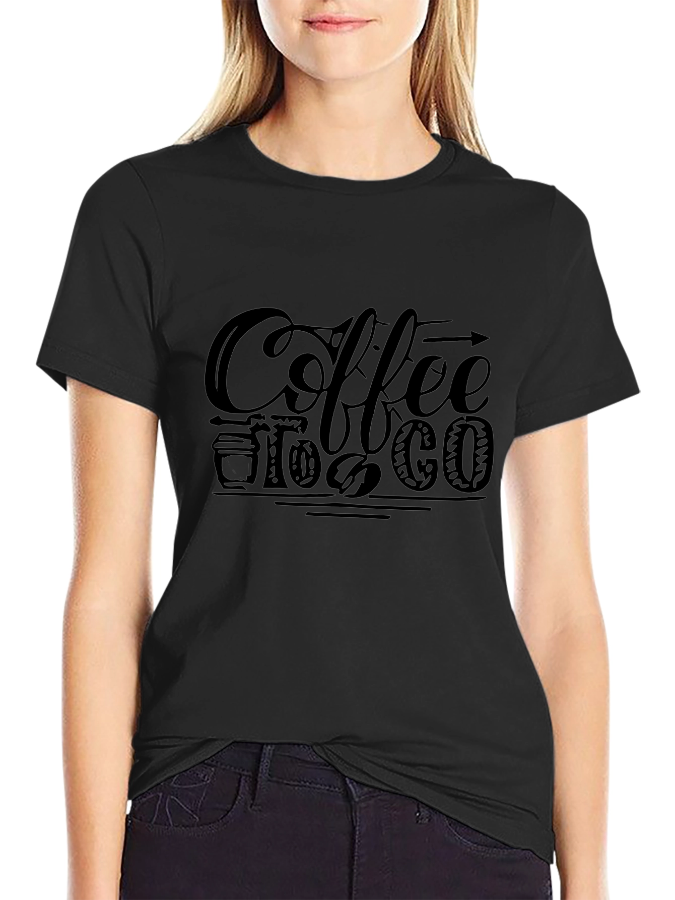 Coffee To Go Graphic Tee - Black