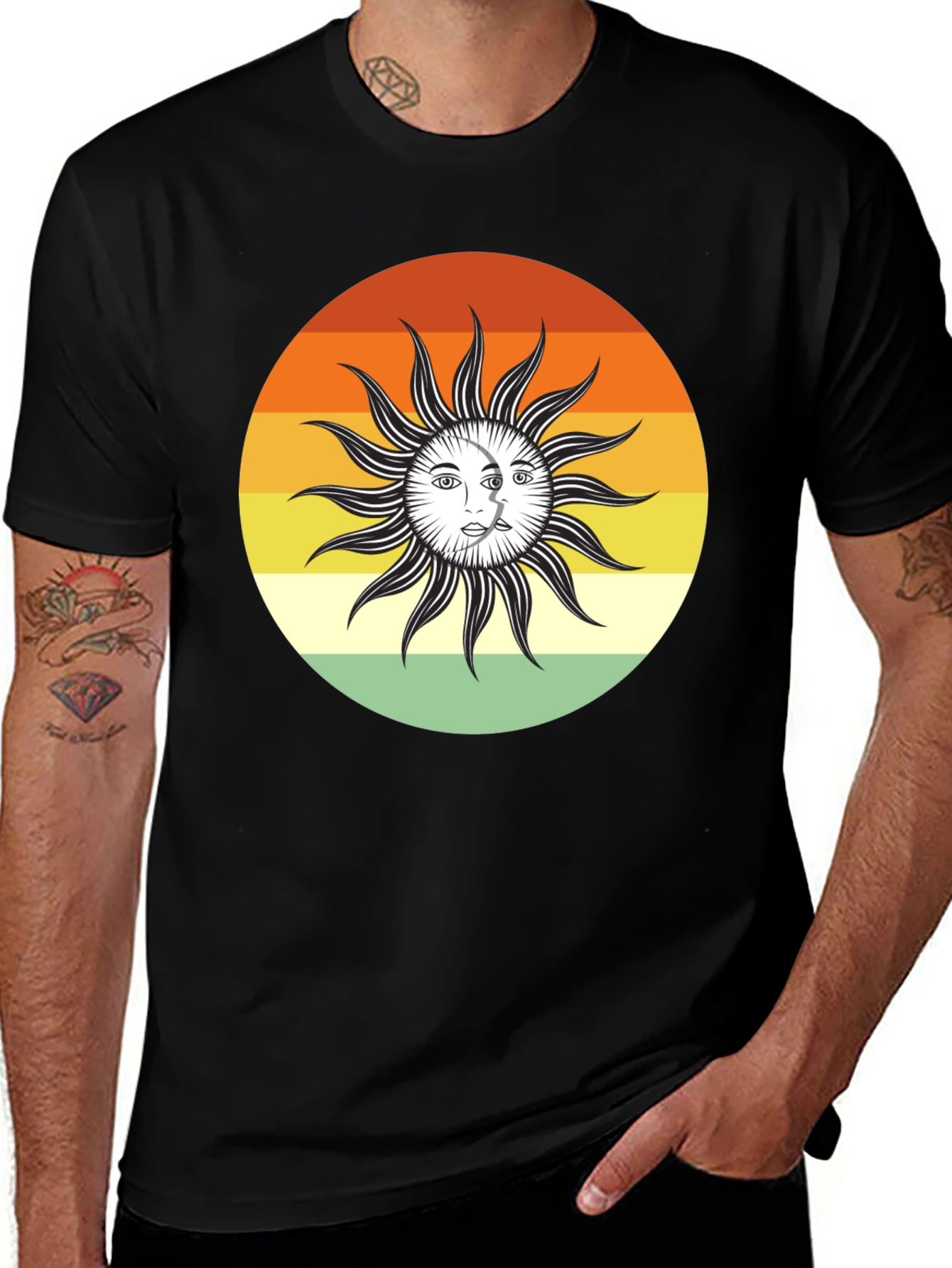 Retro Sun and Moon Graphic Tee - Unisex
