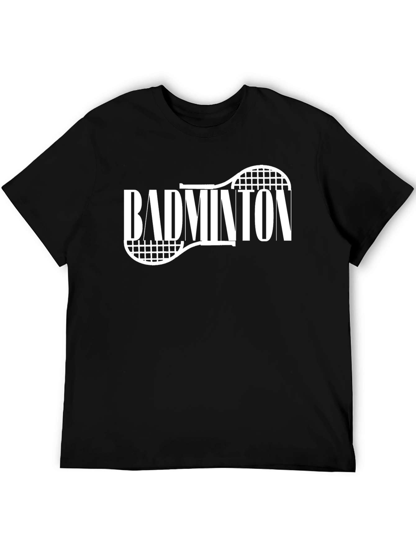 Badminton Racket Graphic Tee - Black Cotton