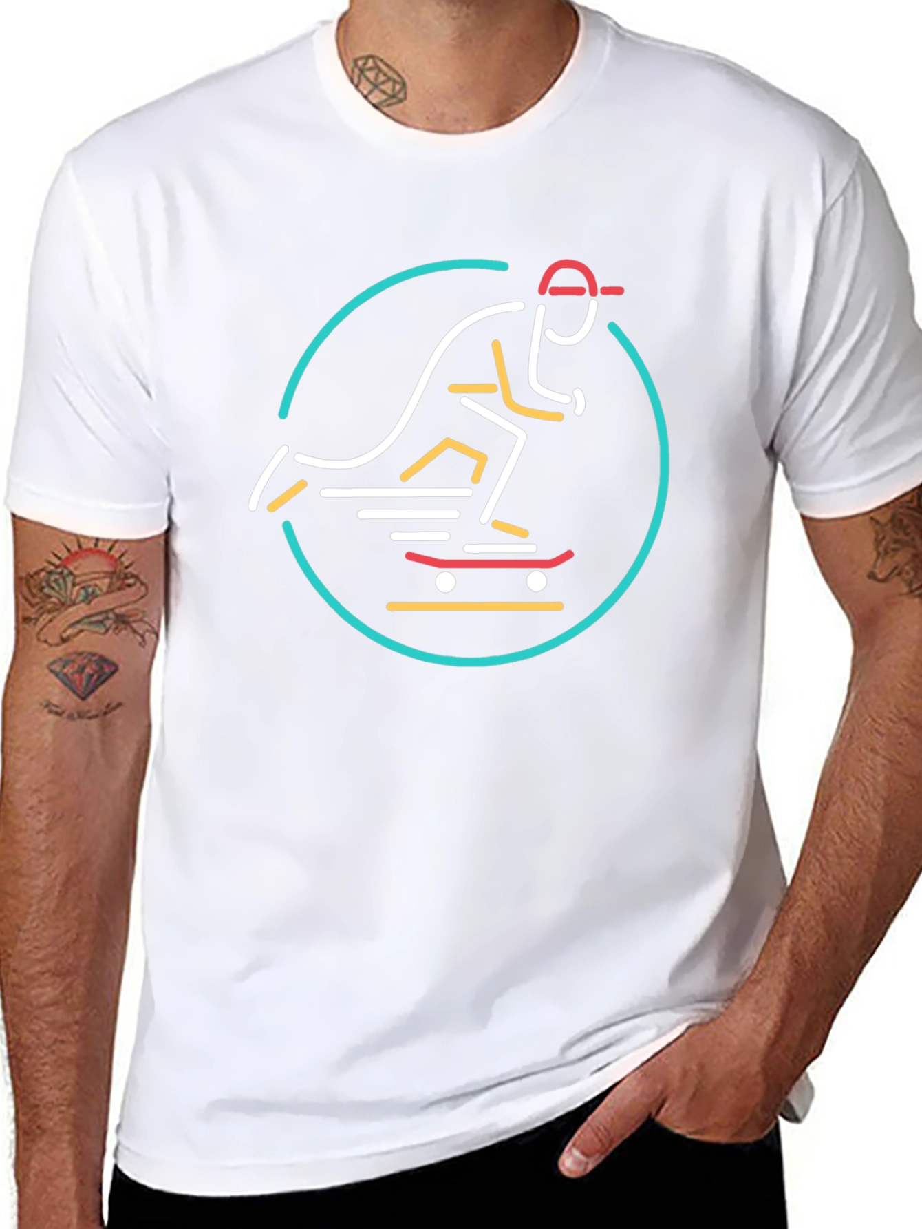 Cool Skateboarder Graphic Tee - Black