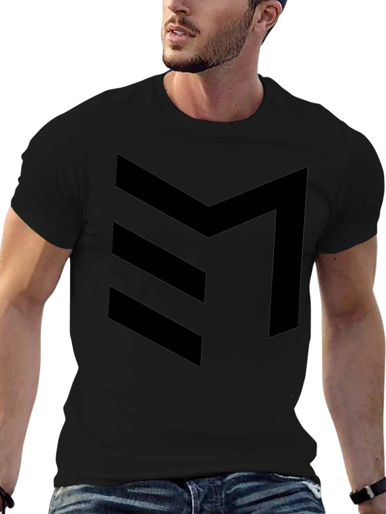 Minimalist Chevron Graphic Tee - Black