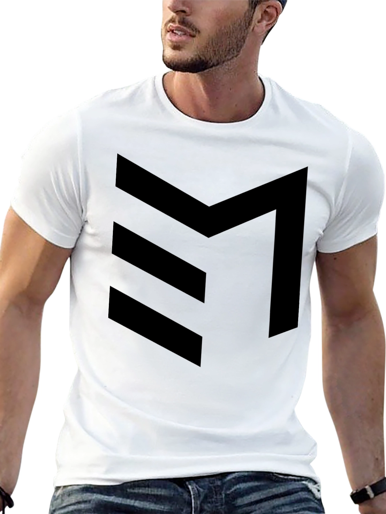 Minimalist Chevron Graphic Tee - Black