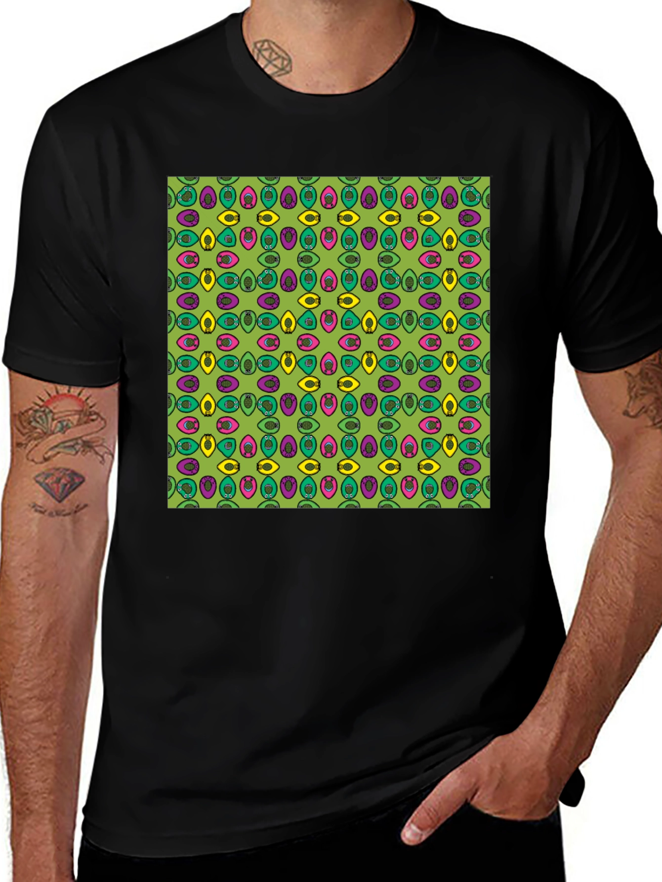 Funky Eye Pattern Tee - Retro Style