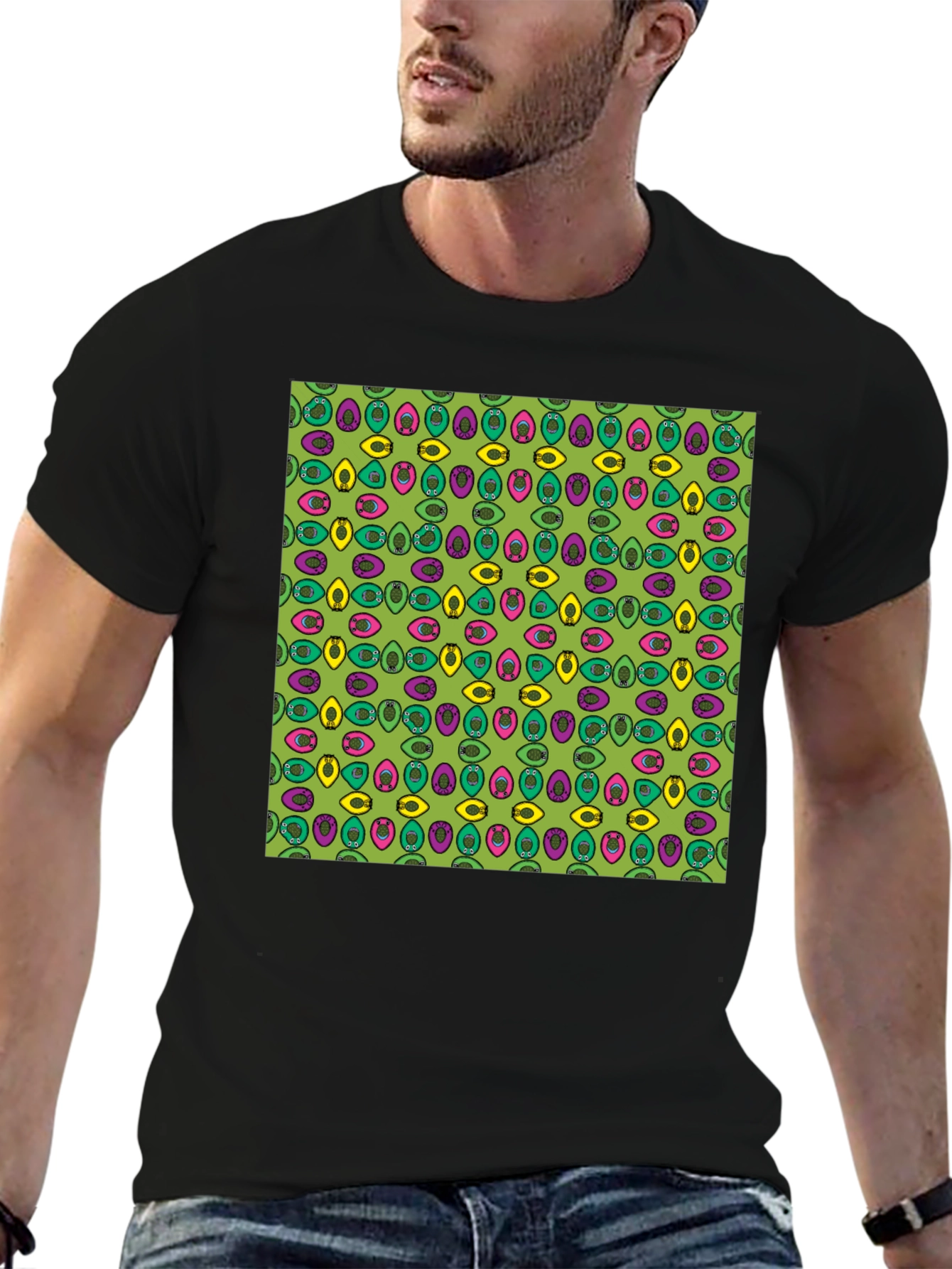 Funky Eye Pattern Tee - Retro Style