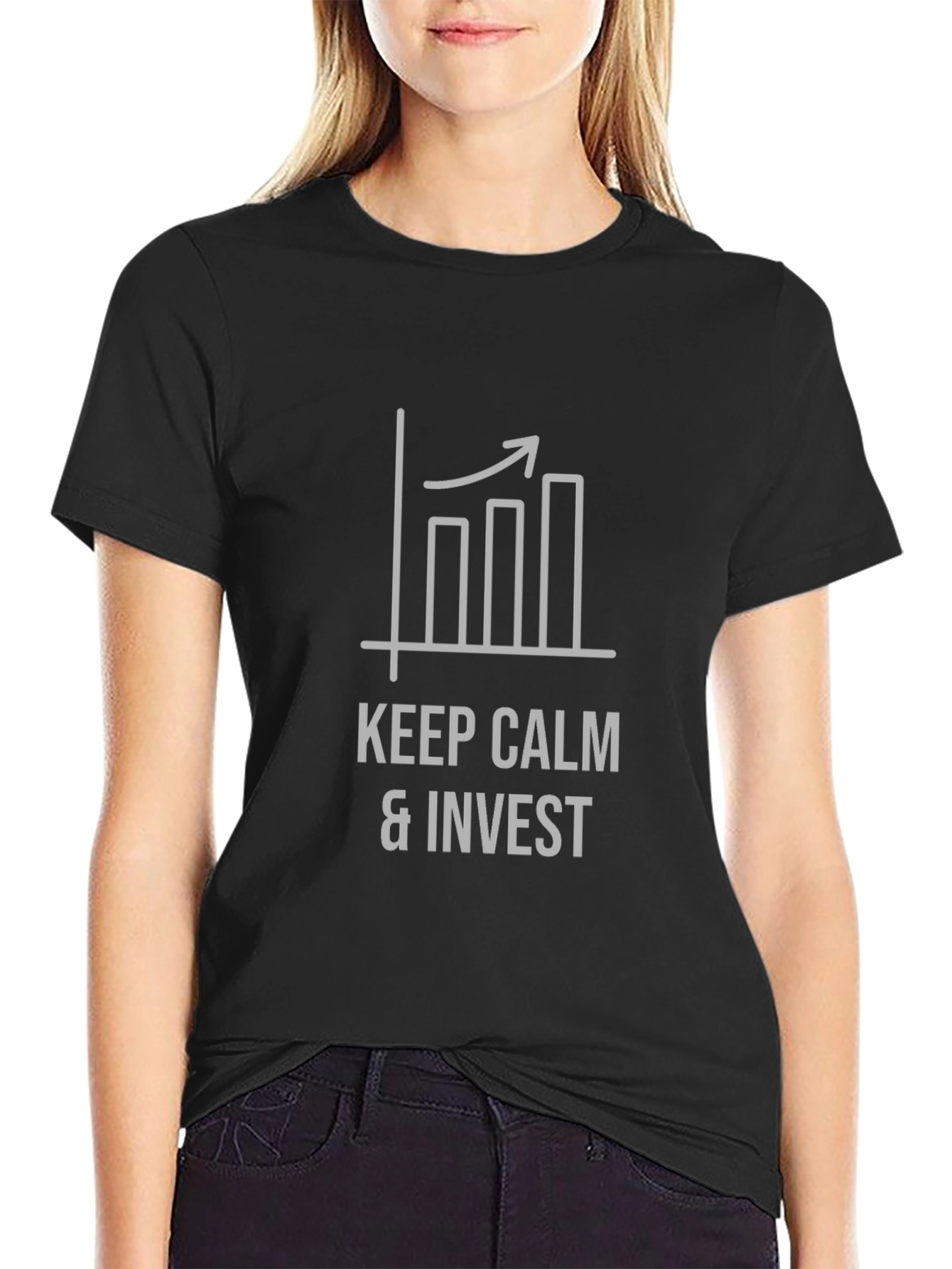Keep Calm & Invest Black Graphic Tee