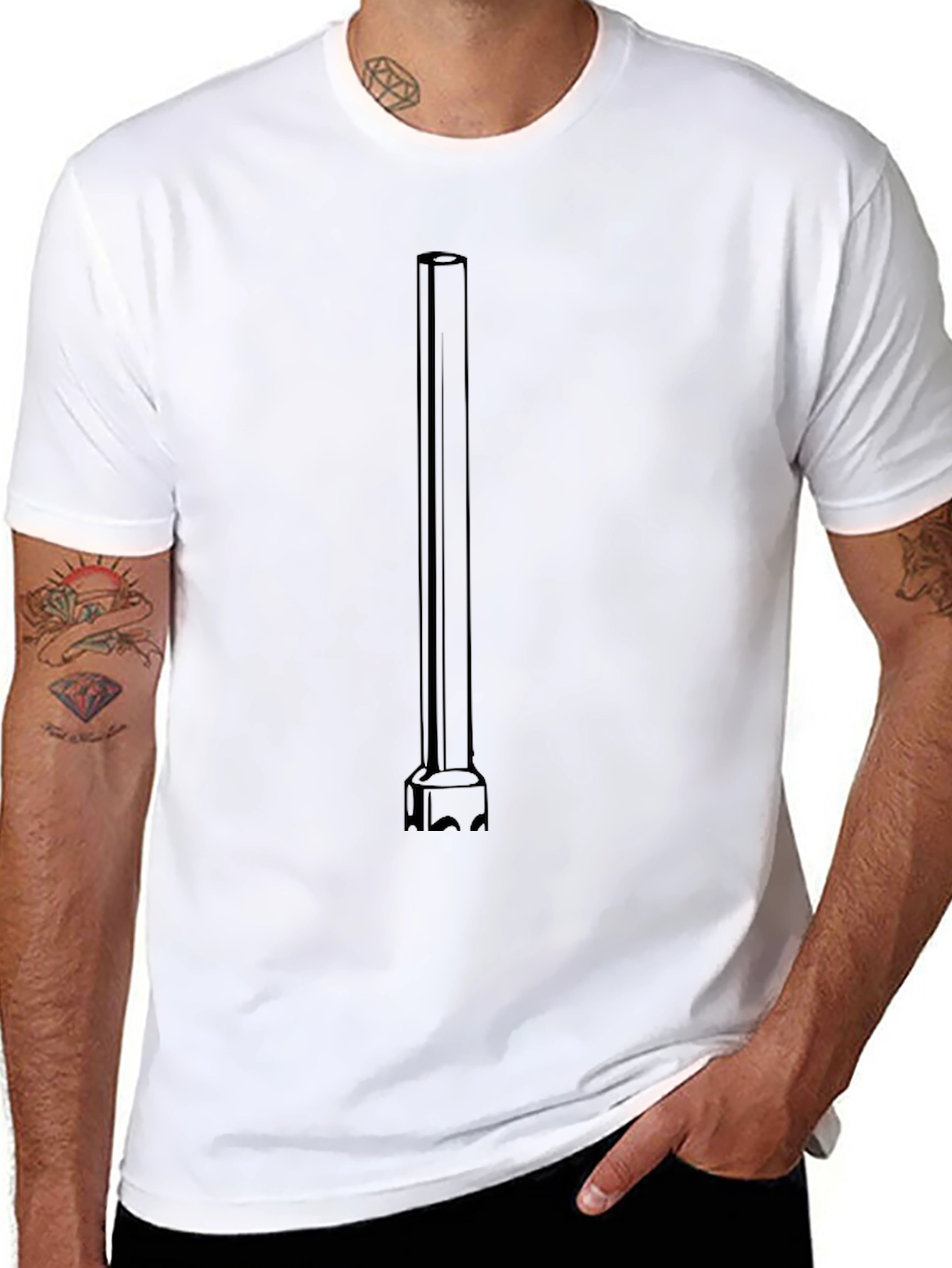 Novelty Black T-Shirt with Abstract Tool Graphic