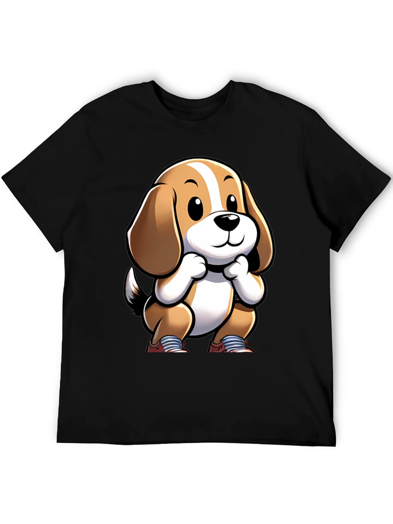 Cartoon Dog Graphic Tee - Unisex Black T-Shirt