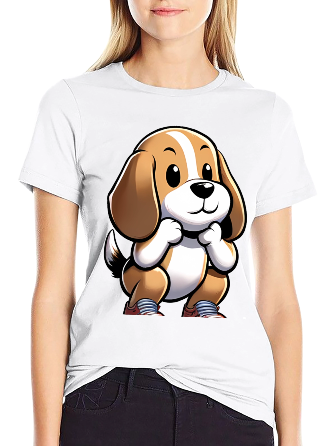 Cartoon Dog Graphic Tee - Unisex Black T-Shirt