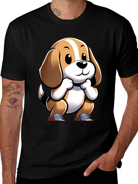 Cartoon Dog Graphic Tee - Unisex Black T-Shirt