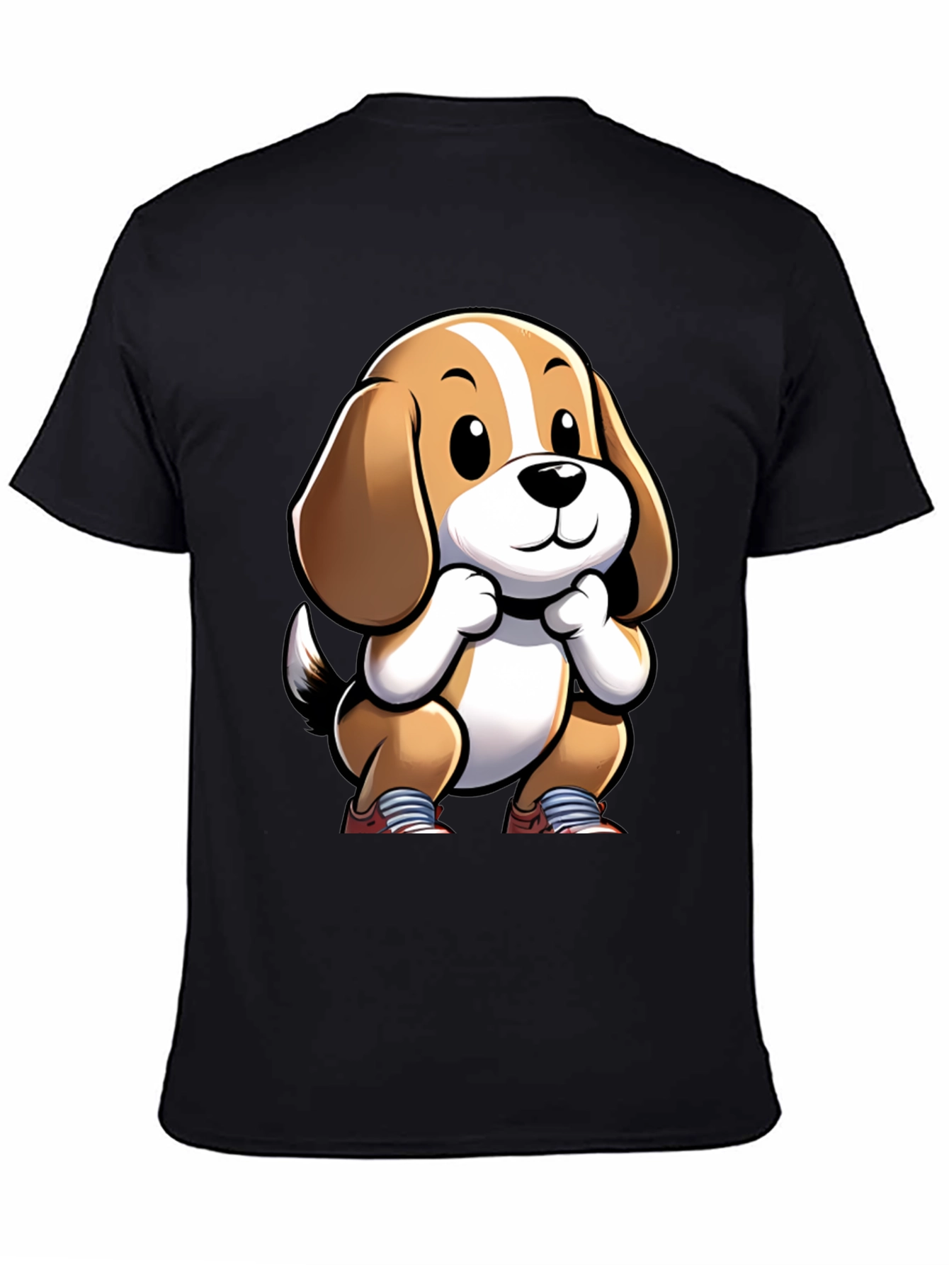 Cartoon Dog Graphic Tee - Unisex Black T-Shirt