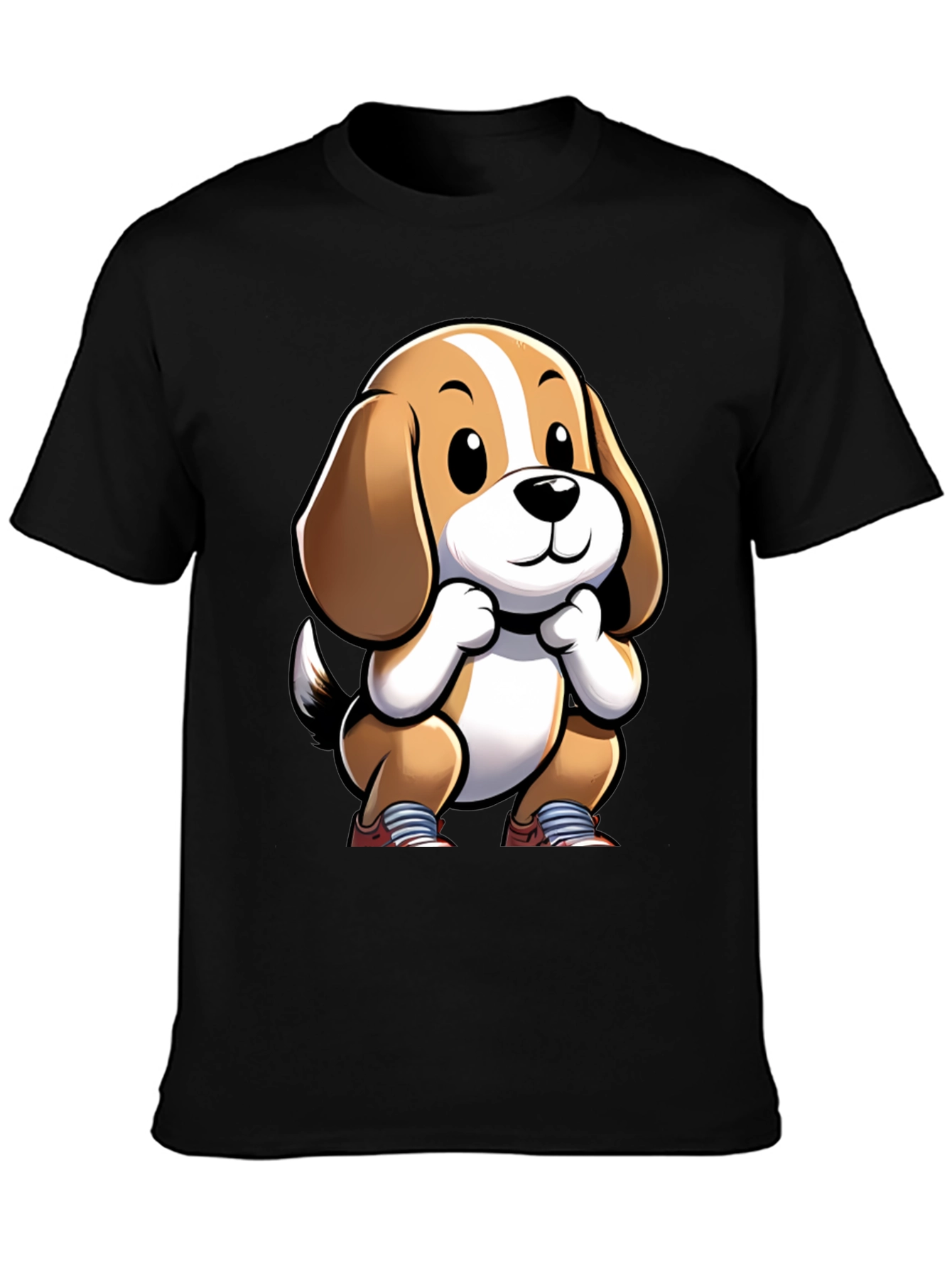 Cartoon Dog Graphic Tee - Unisex Black T-Shirt