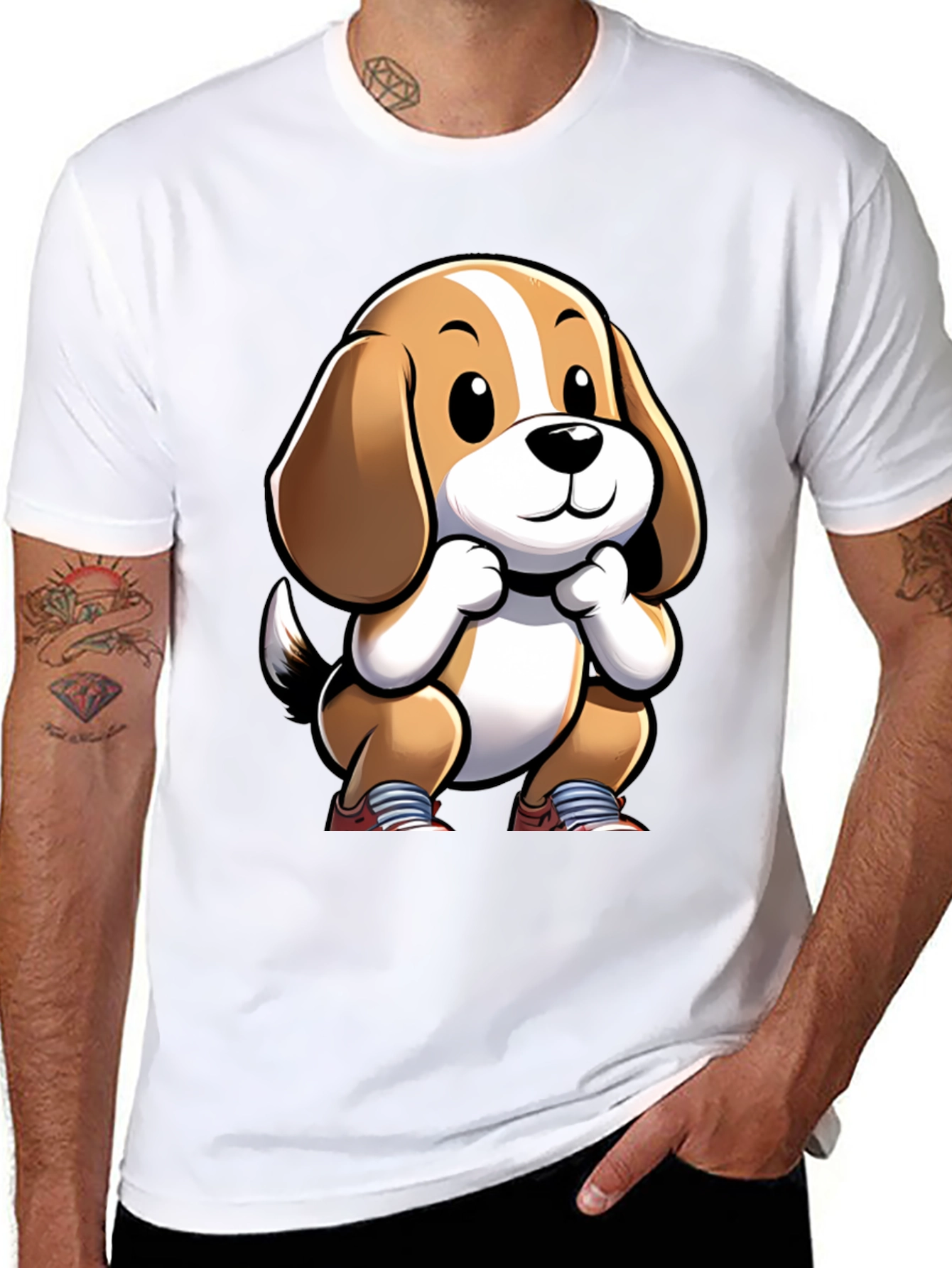 Cartoon Dog Graphic Tee - Unisex Black T-Shirt