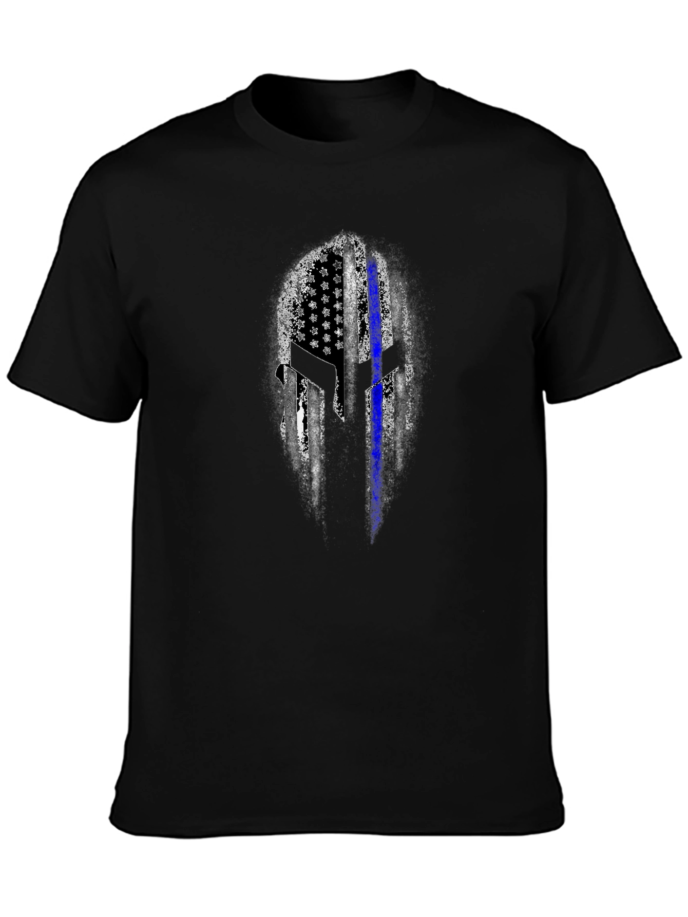 Thin Blue Line Spartan Helmet T-Shirt