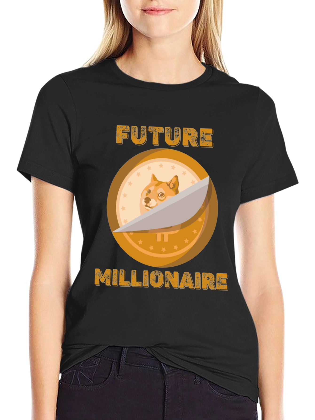 Doge Future Millionaire Graphic Tee - Black Cotton